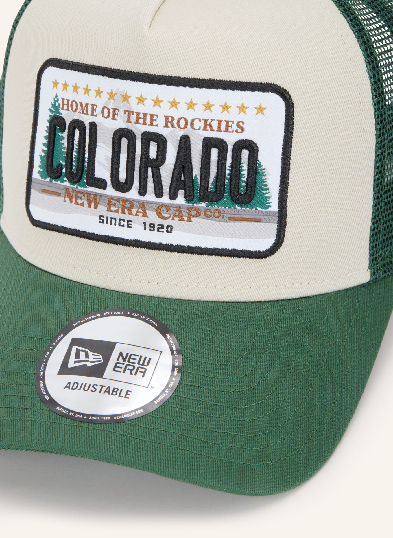 NEW ERA LICENCE PLATE TRUCKER Cap: GREEN / BEIGE