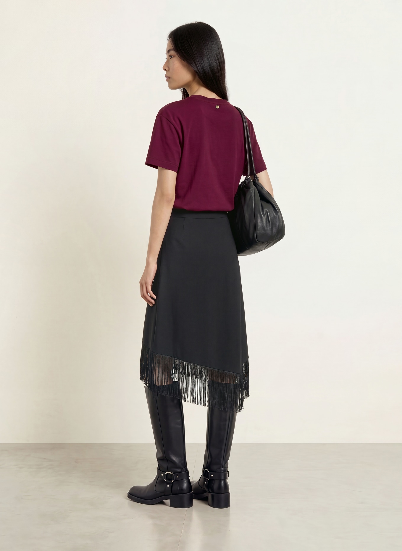 MOS MOSH T-shirt MMASLI met pailletten en sieradenparels: DONKERROOD / GOUD / ROOD
