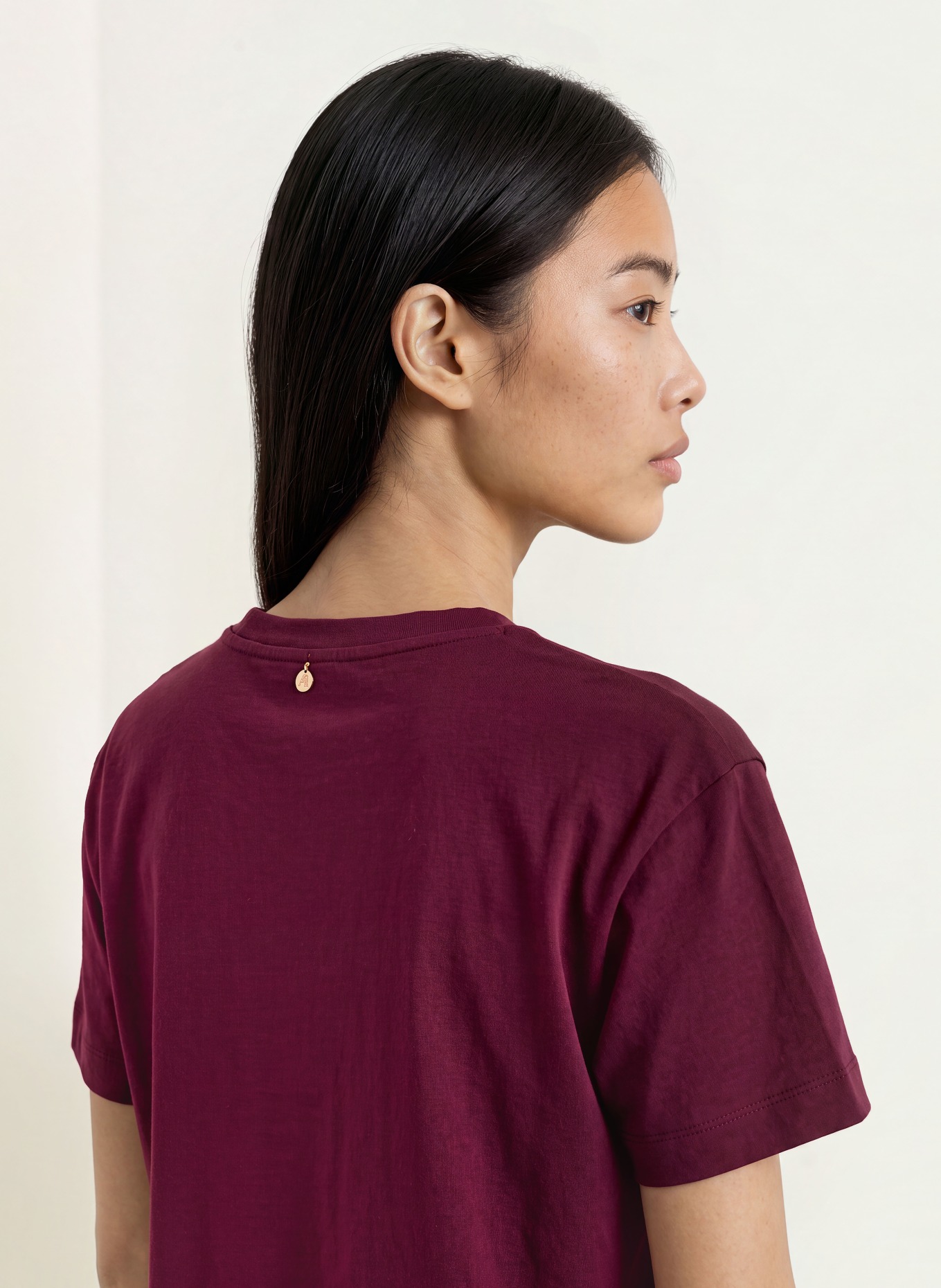 MOS MOSH T-shirt MMASLI met pailletten en sieradenparels: DONKERROOD / GOUD / ROOD