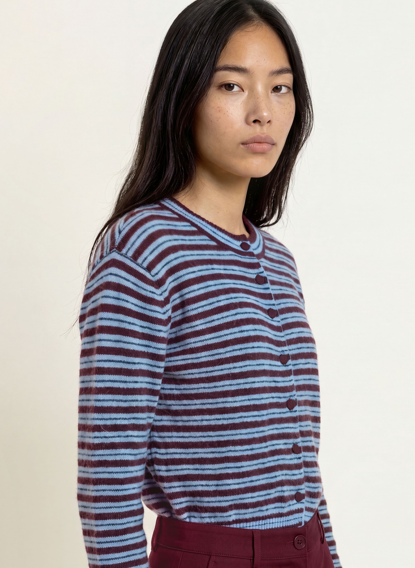 MOS MOSH Strickjacke MMMILVI: HELLBLAU / DUNKELROT / DUNKELBLAU