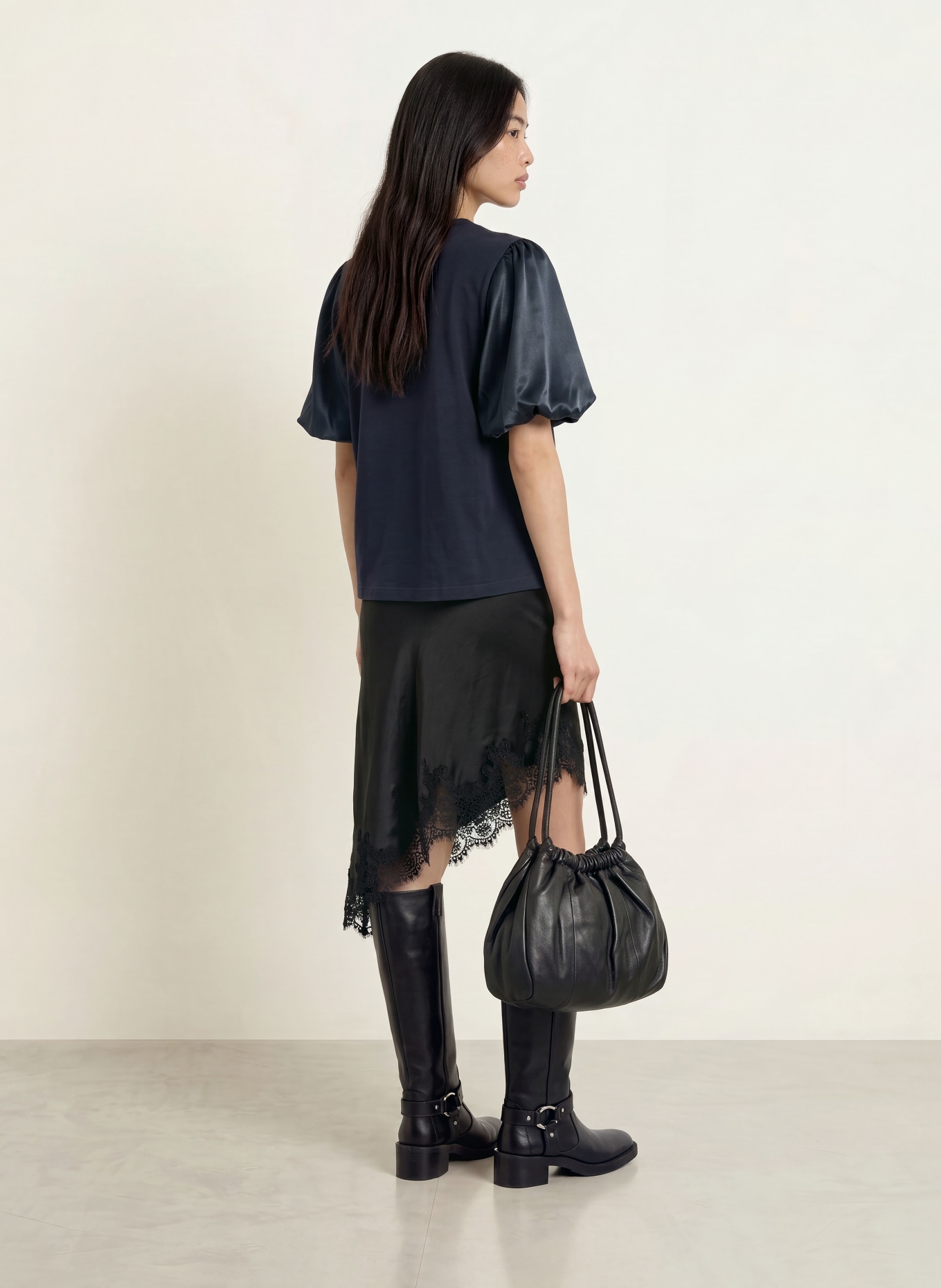 MOS MOSH T-Shirt MMDUBA im Materialmix: DUNKELBLAU