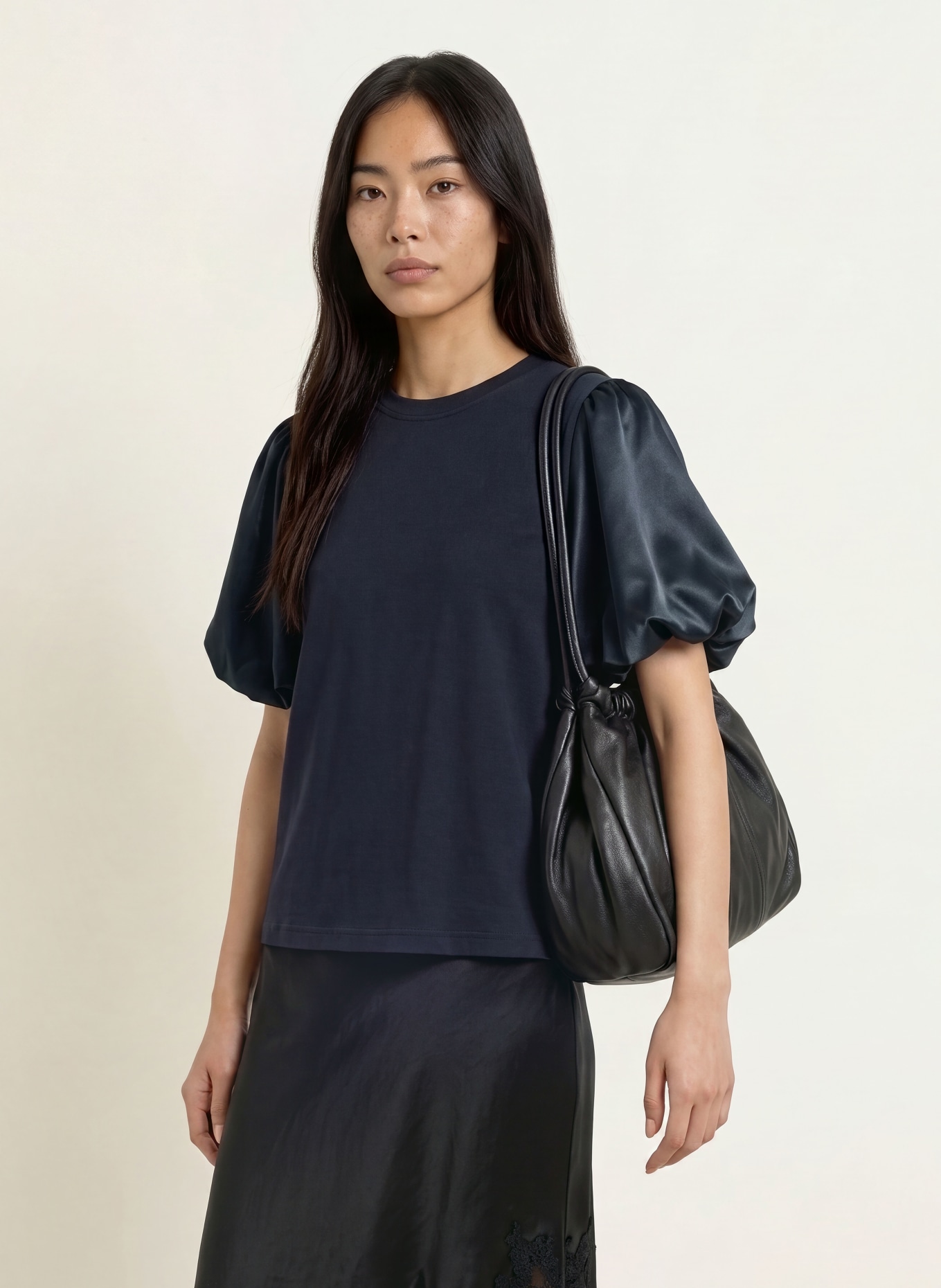 MOS MOSH T-Shirt MMDUBA im Materialmix: DUNKELBLAU