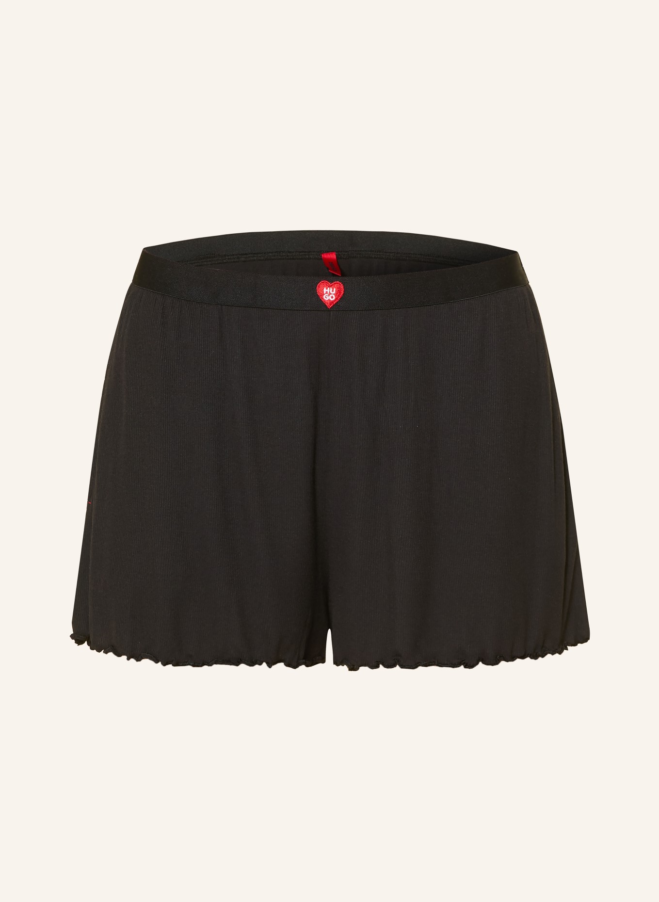 HUGO HUGO HEARTS Lounge shorts: BLACK / RED