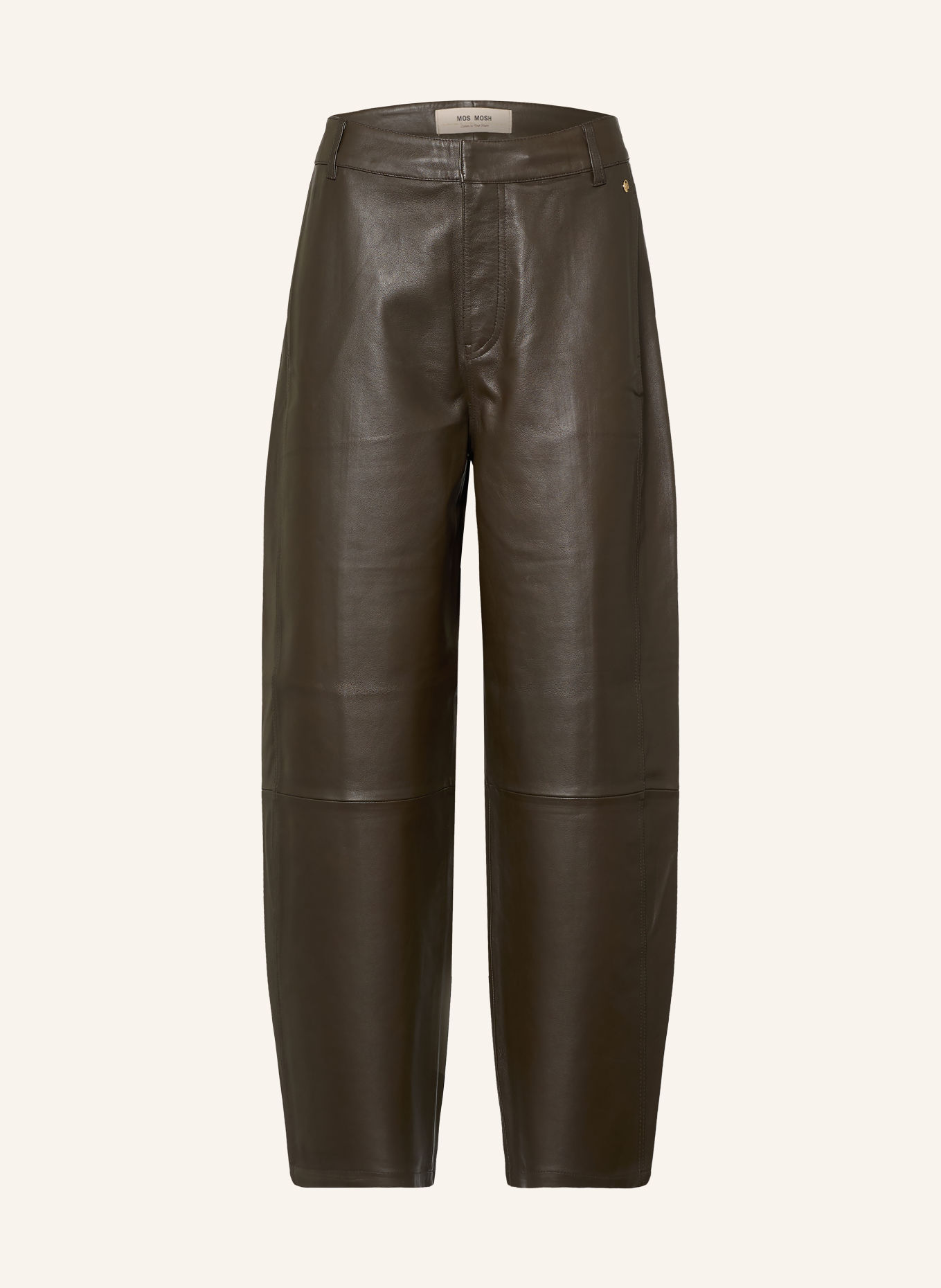 MOS MOSH MMBARREL Leather Pants: DARK BROWN