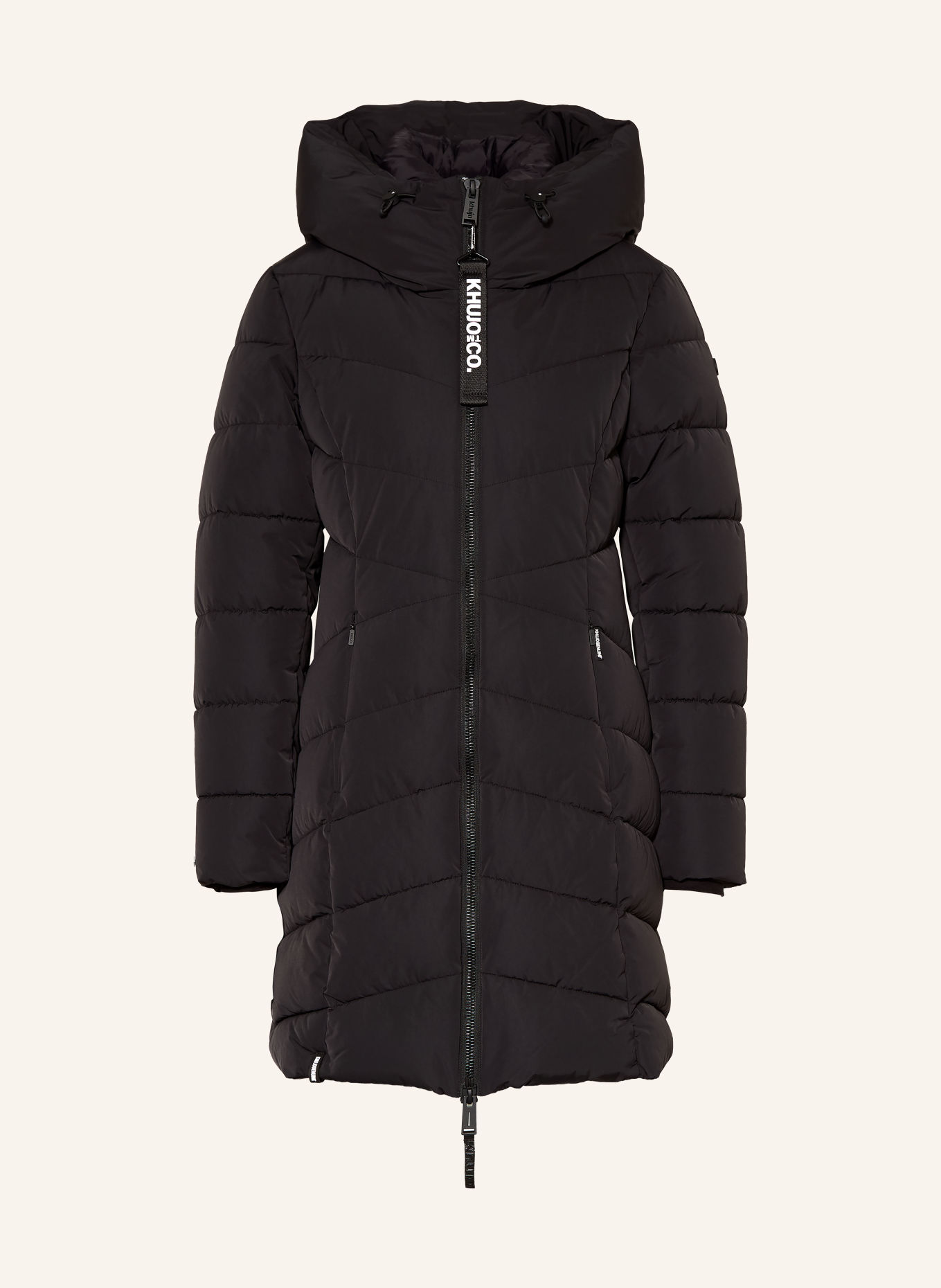 khujo KIERA Quilted Coat with Removable Trim: BLACK