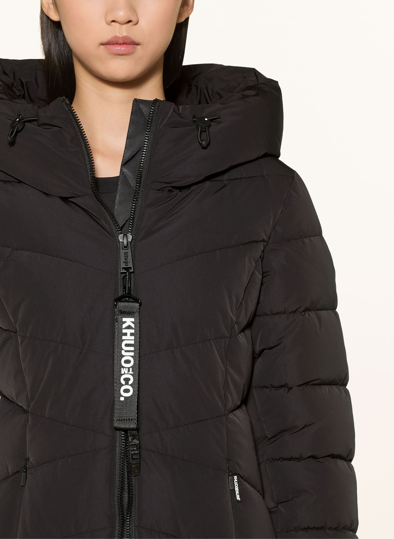 khujo KIERA Quilted Coat with Removable Trim: BLACK