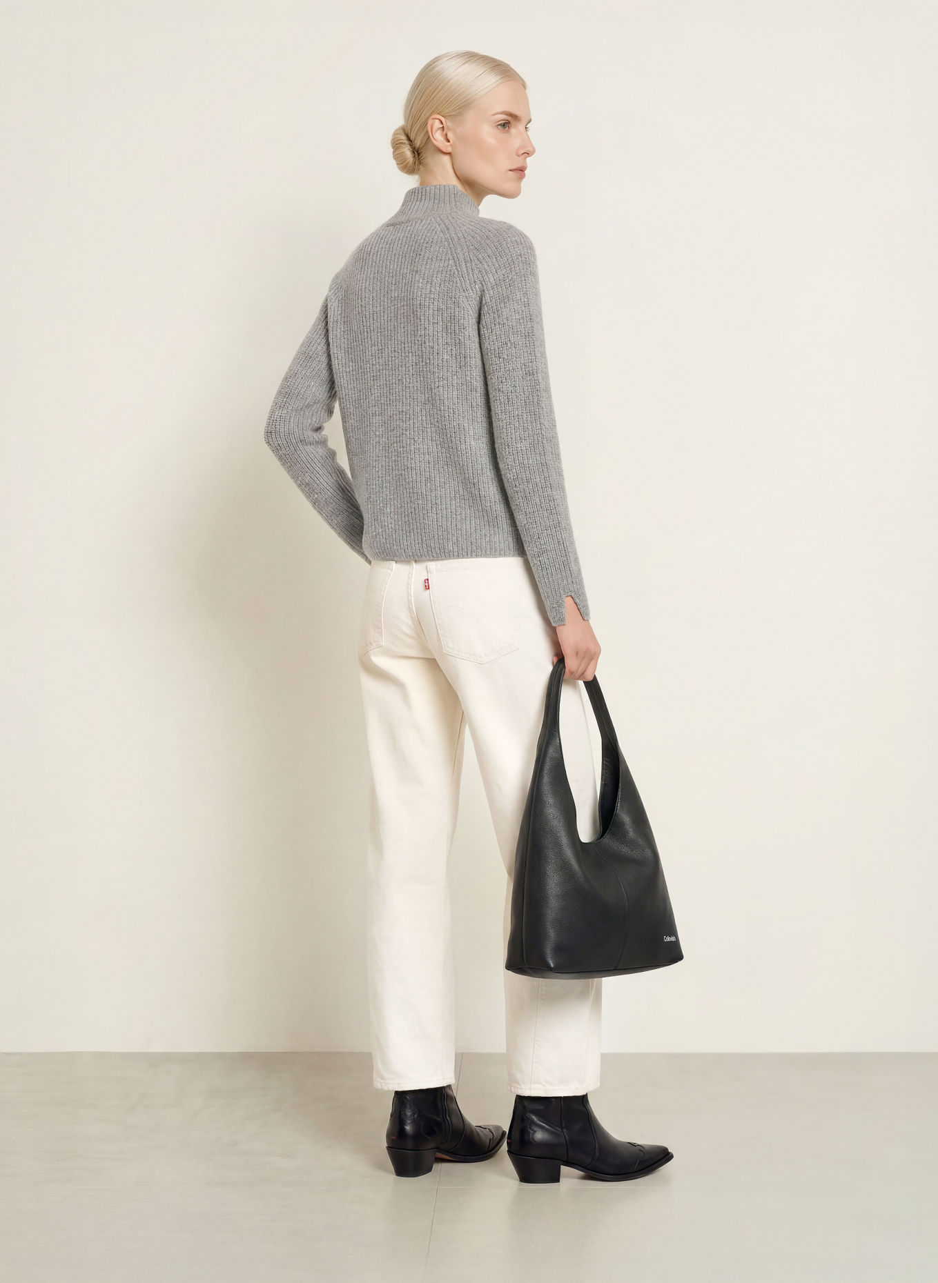 darling harbour Trui met kasjmier: GREY MELANGE
