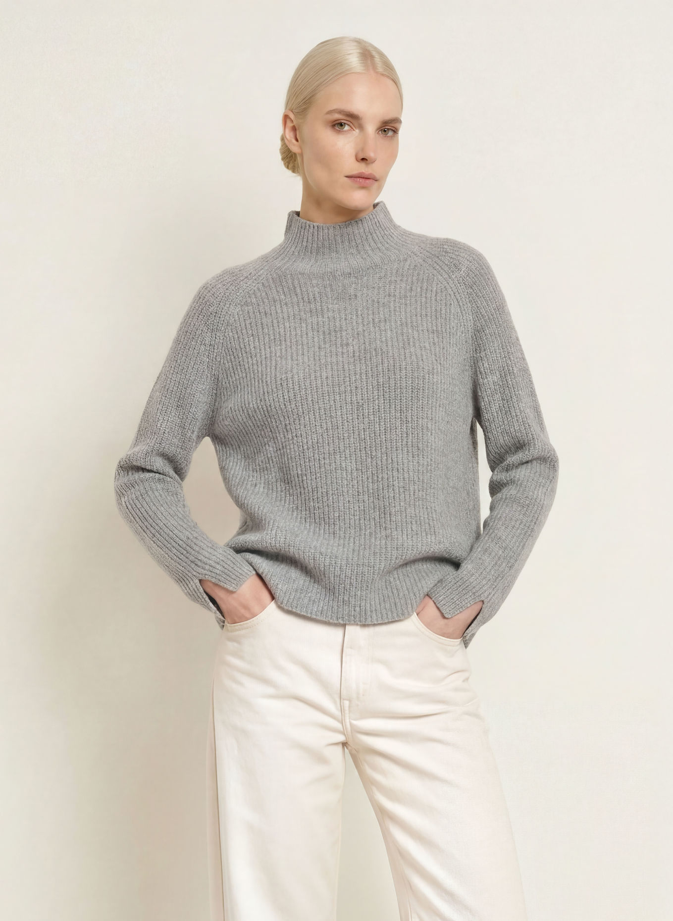 darling harbour Trui met kasjmier: GREY MELANGE