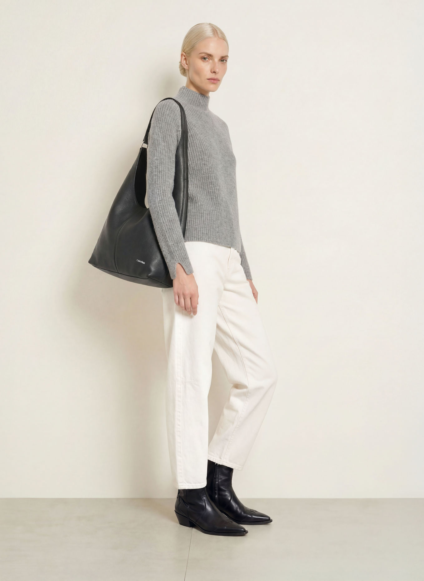 darling harbour Trui met kasjmier: GREY MELANGE