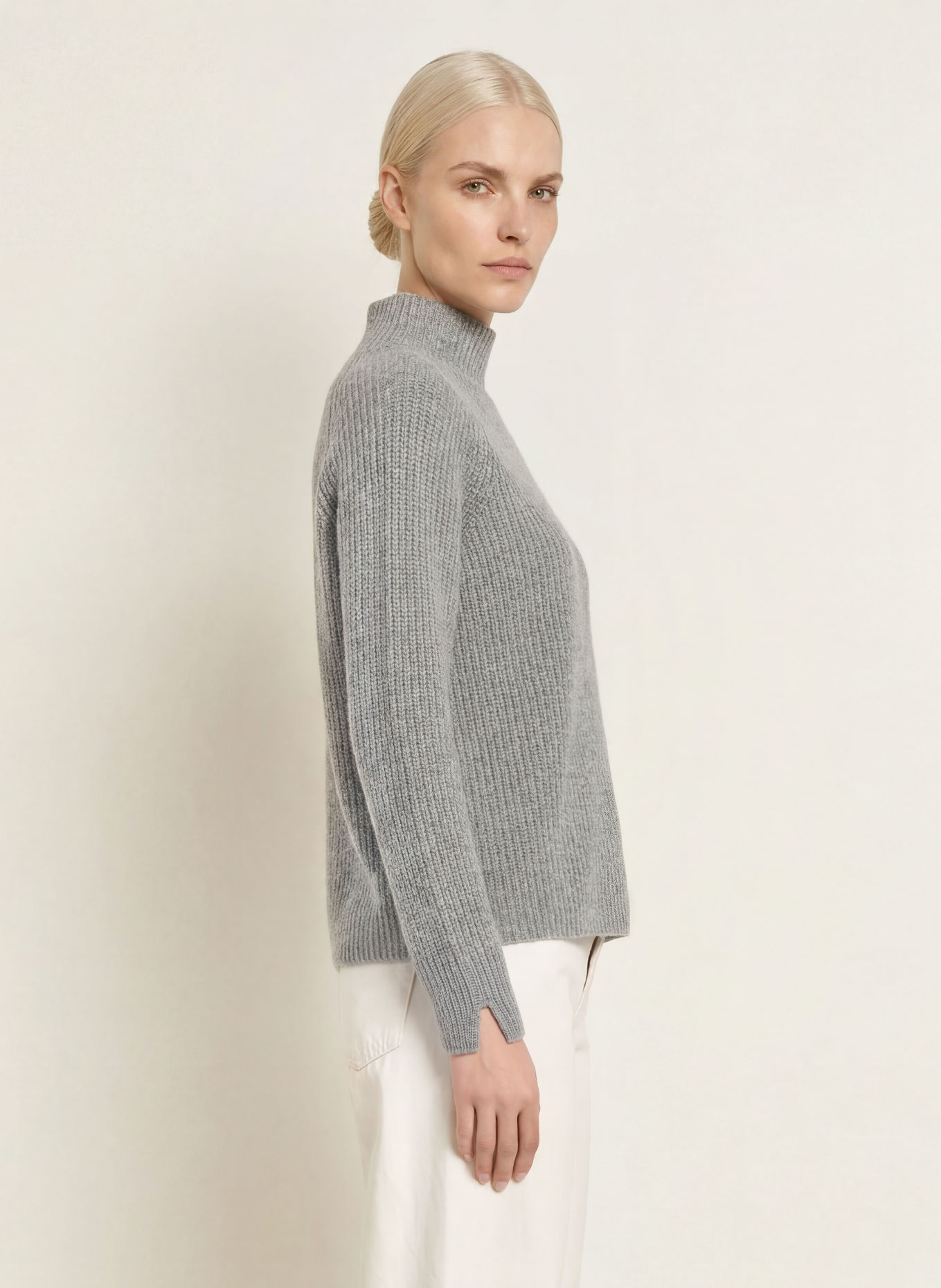 darling harbour Trui met kasjmier: GREY MELANGE