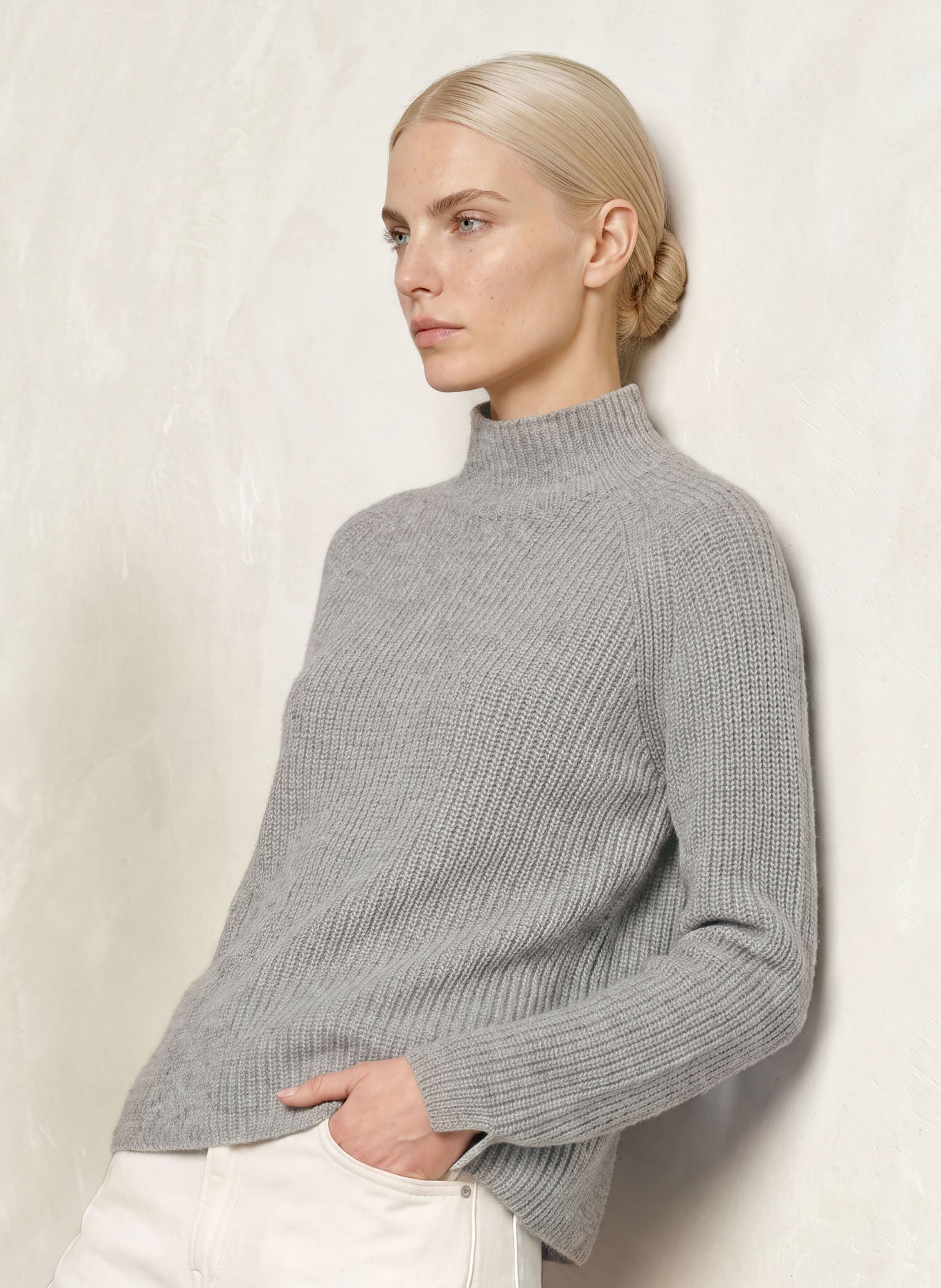 darling harbour Trui met kasjmier: GREY MELANGE