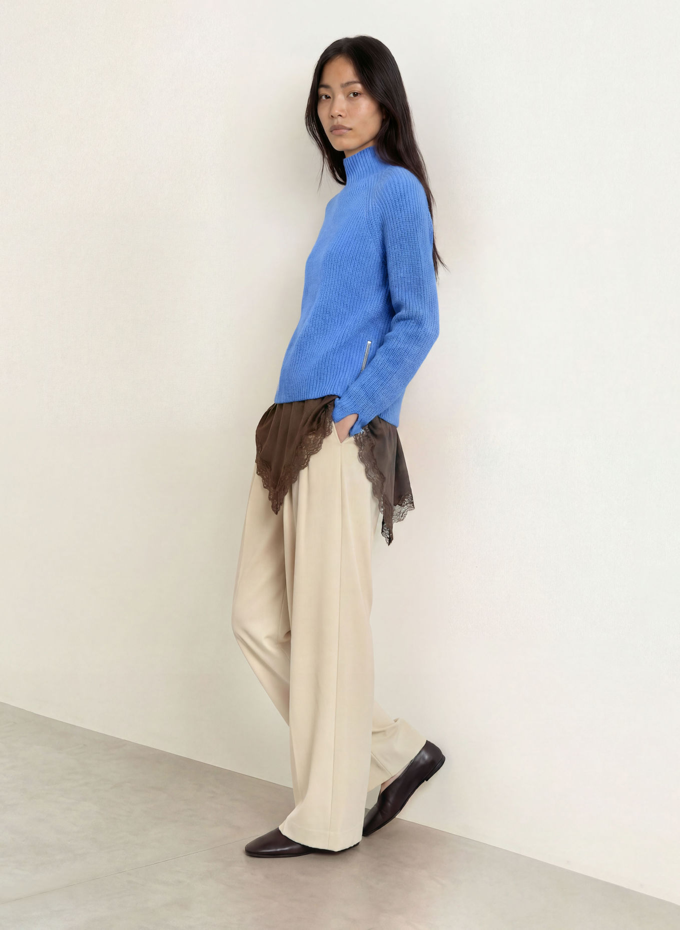 darling harbour Trui met kasjmier: MID BLUE