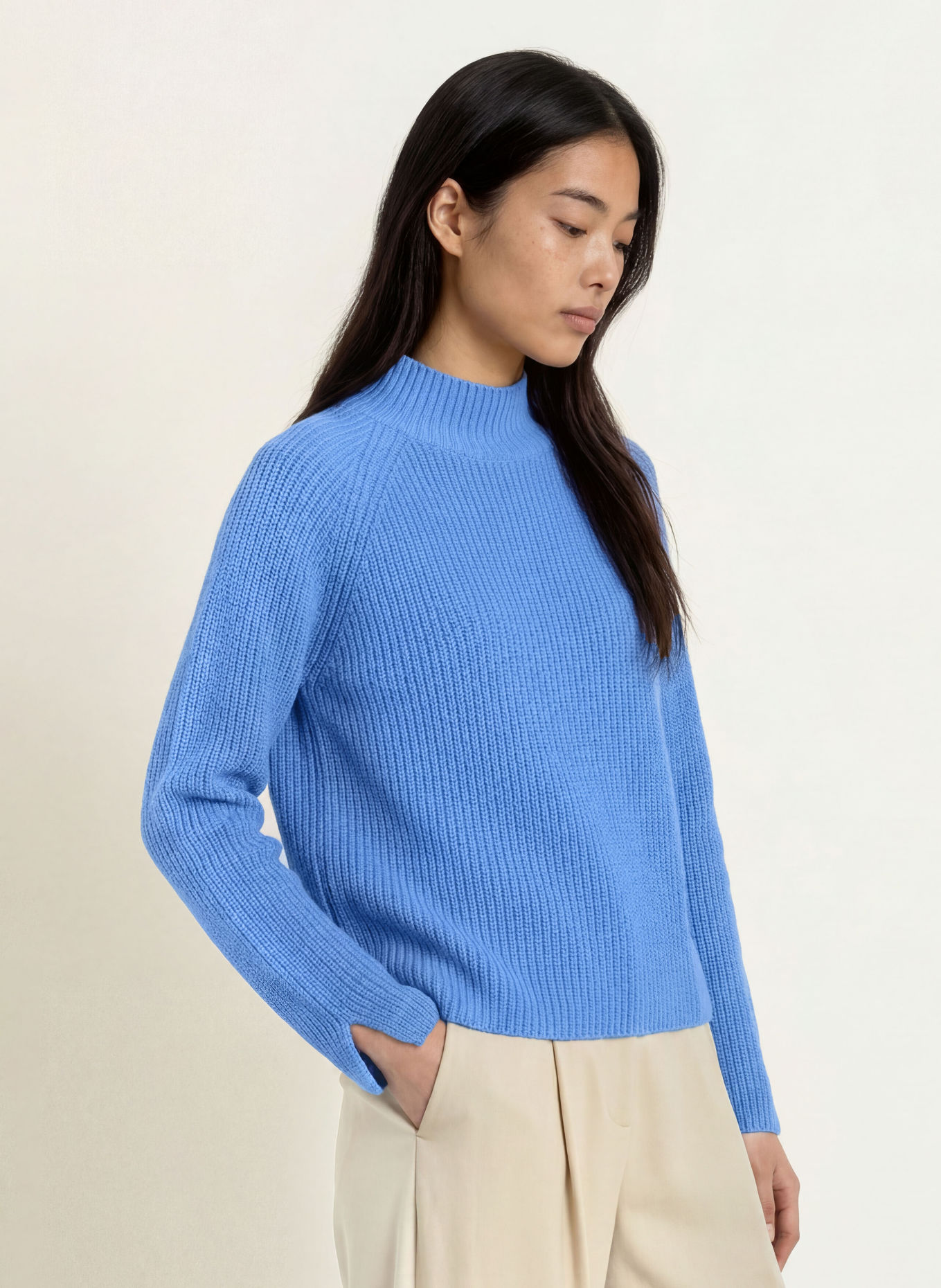 darling harbour Trui met kasjmier: MID BLUE