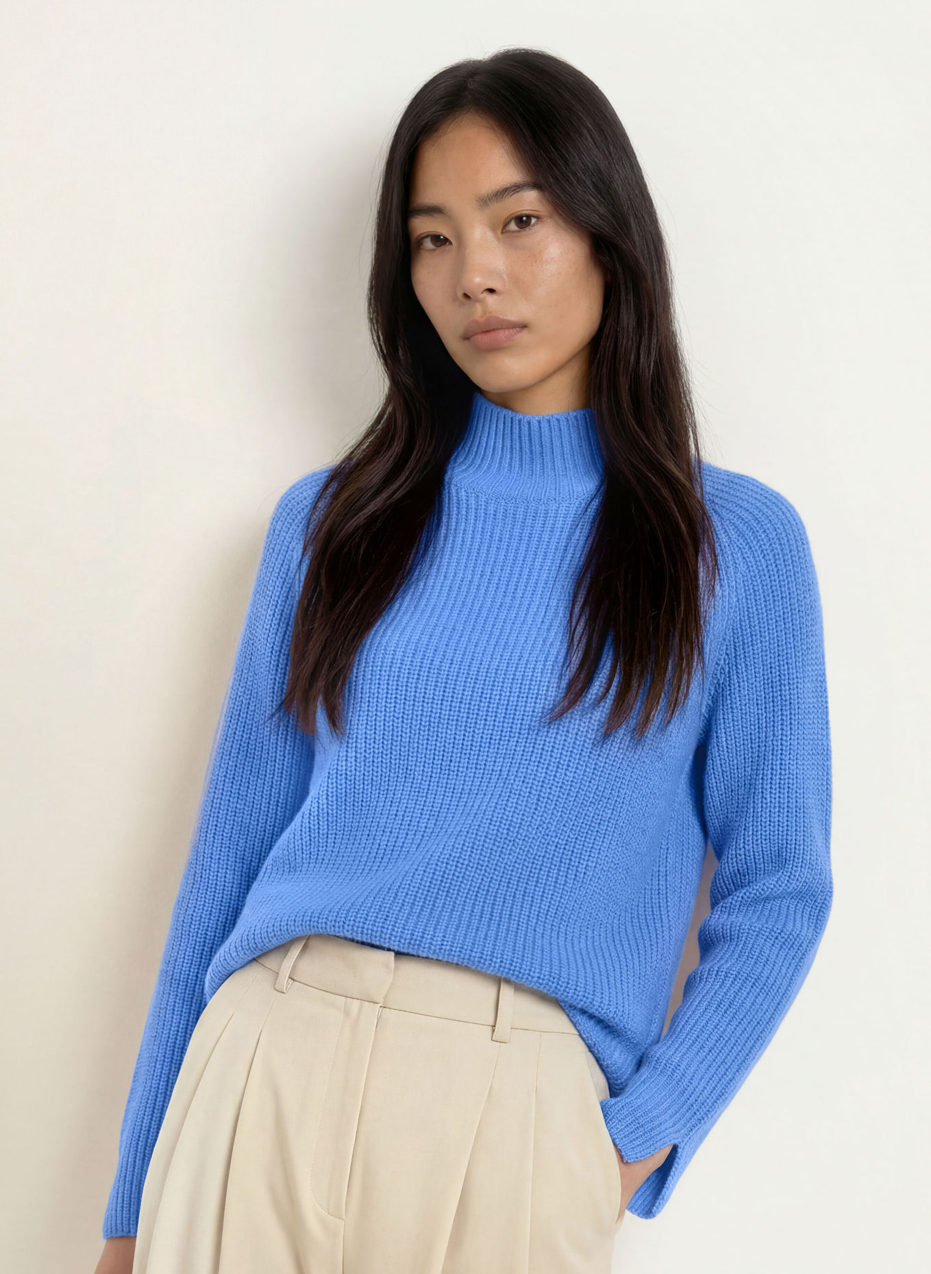 darling harbour Trui met kasjmier: MID BLUE