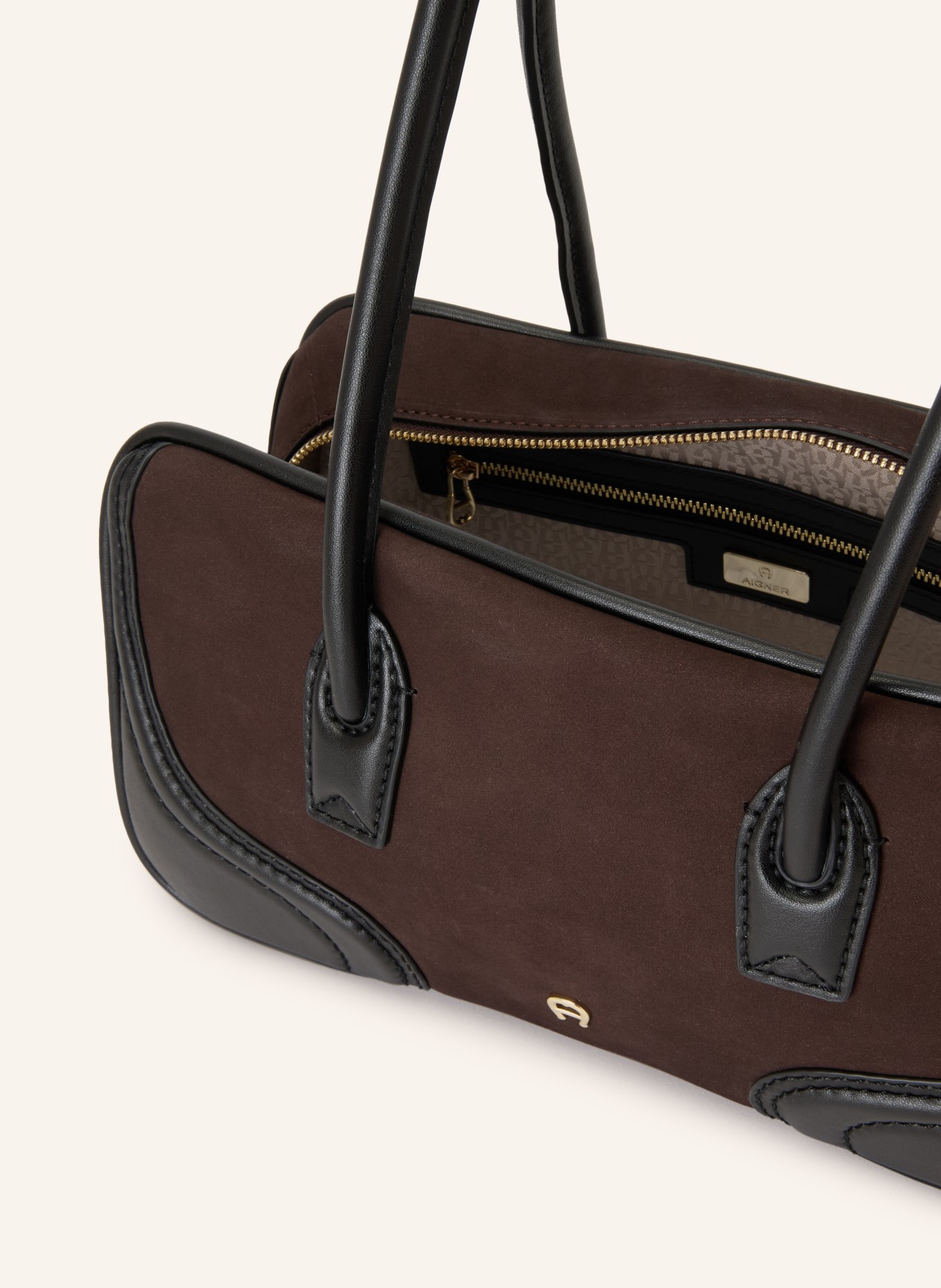 AIGNER Handtasche: SCHWARZ / DUNKELBRAUN