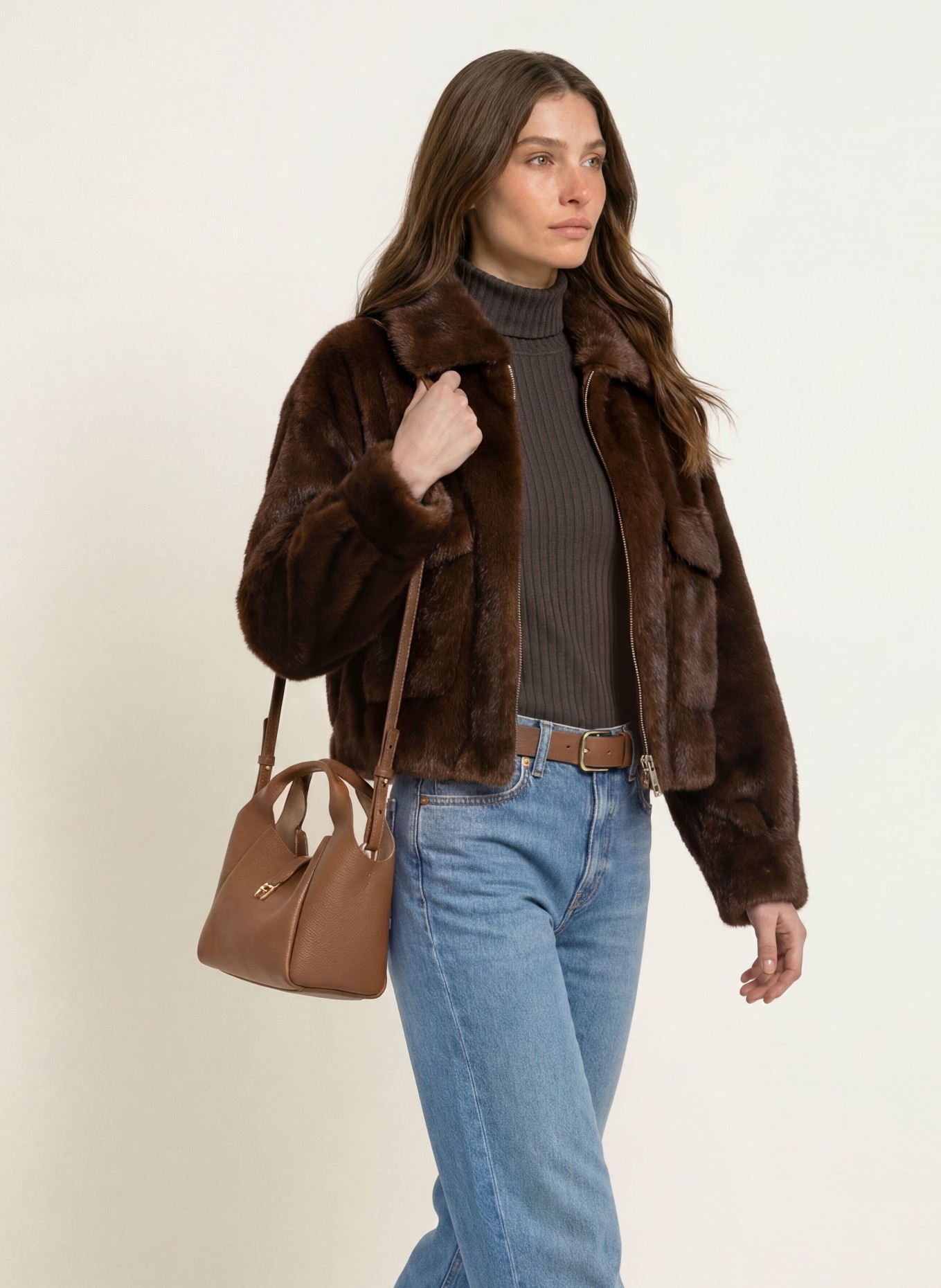 AIGNER ZAIRA Shoulder Bag: BROWN / GOLD