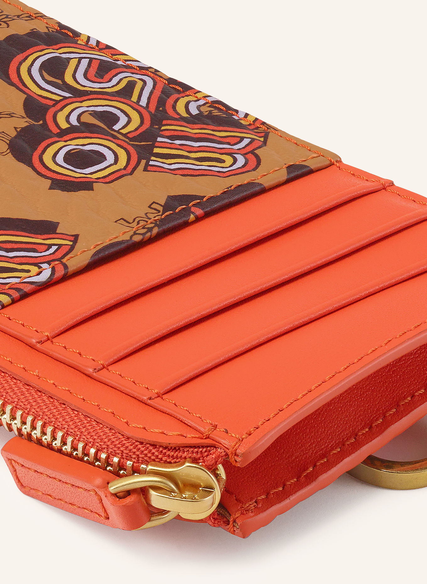 MCM AREN Card wallet: COGNAC / ORANGE / BLACK