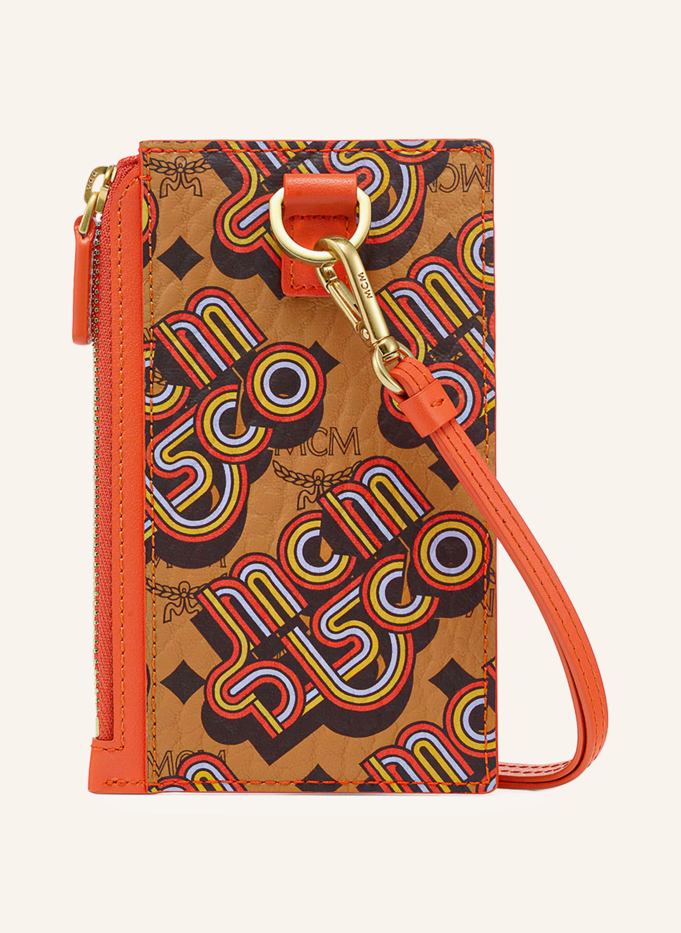 MCM AREN Card wallet: COGNAC / ORANGE / BLACK