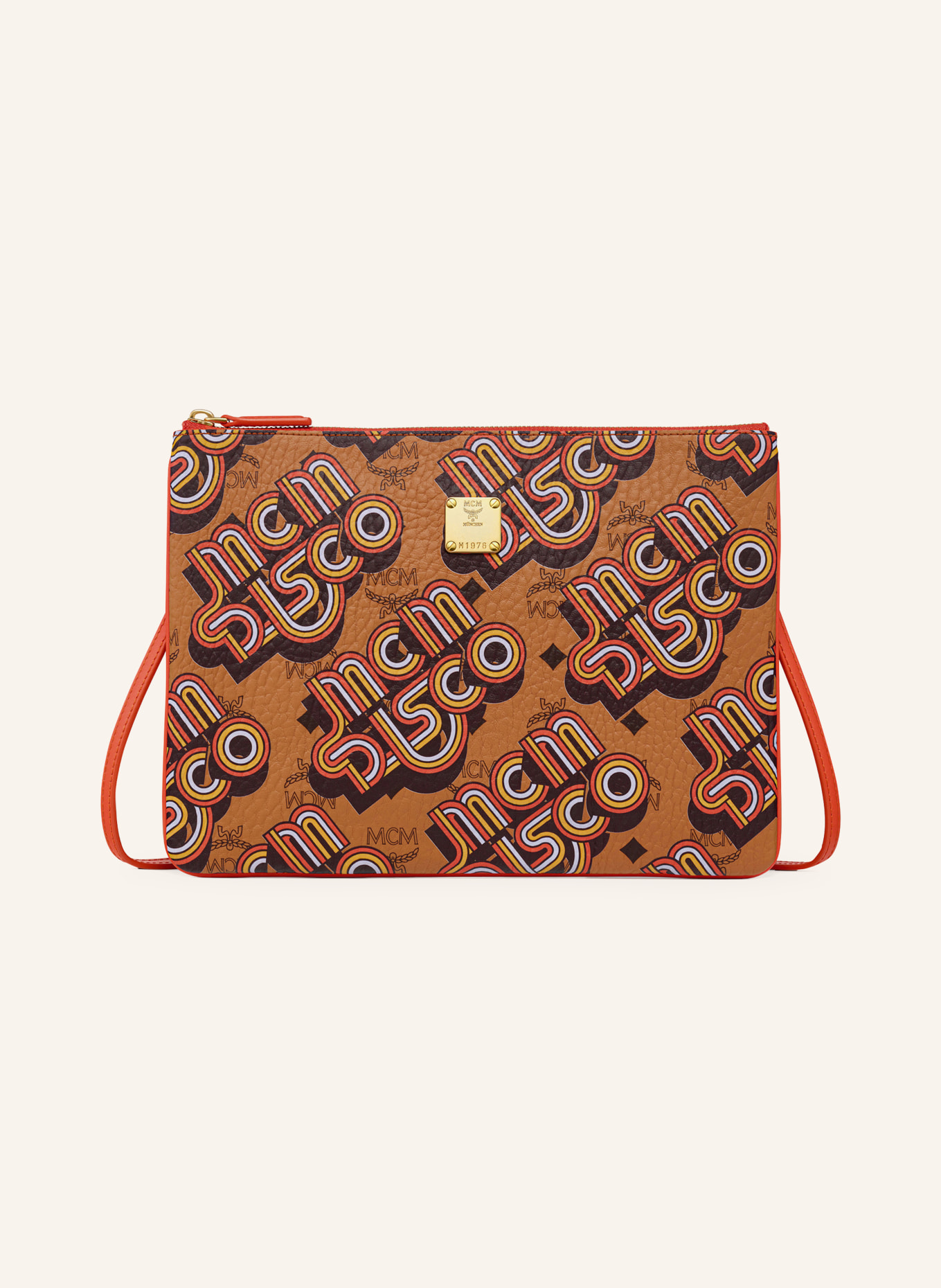 MCM AREN VISETOS MEDIUM Clutch: COGNAC / RED / YELLOW