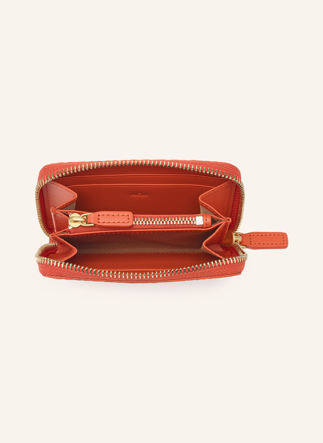 MCM AREN VISETOS MINI Wallet: COGNAC / GOLD / ORANGE