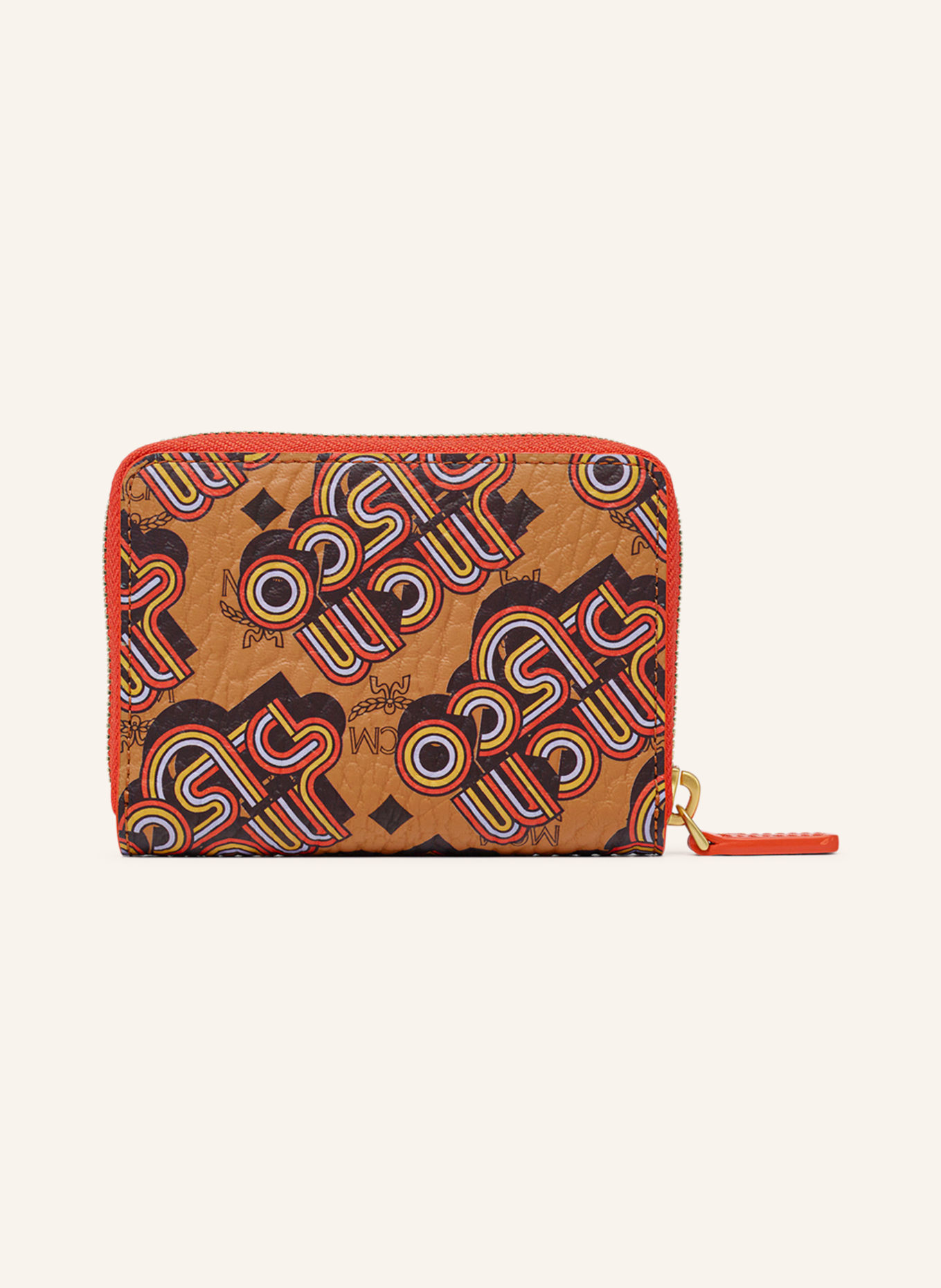 MCM AREN VISETOS MINI Wallet: COGNAC / GOLD / ORANGE