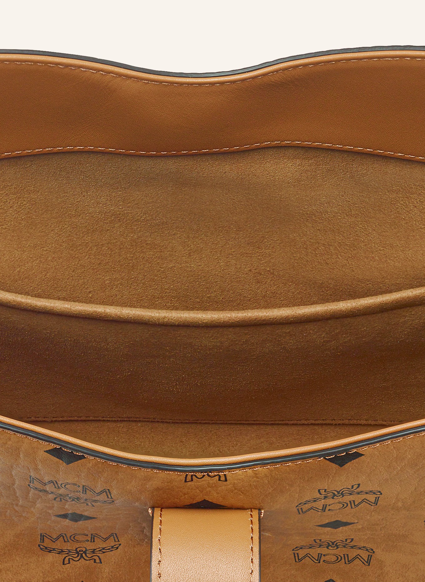 MCM TRACY VISETOS LARGE Crossbody Bag: COGNAC / GOLD / BLACK