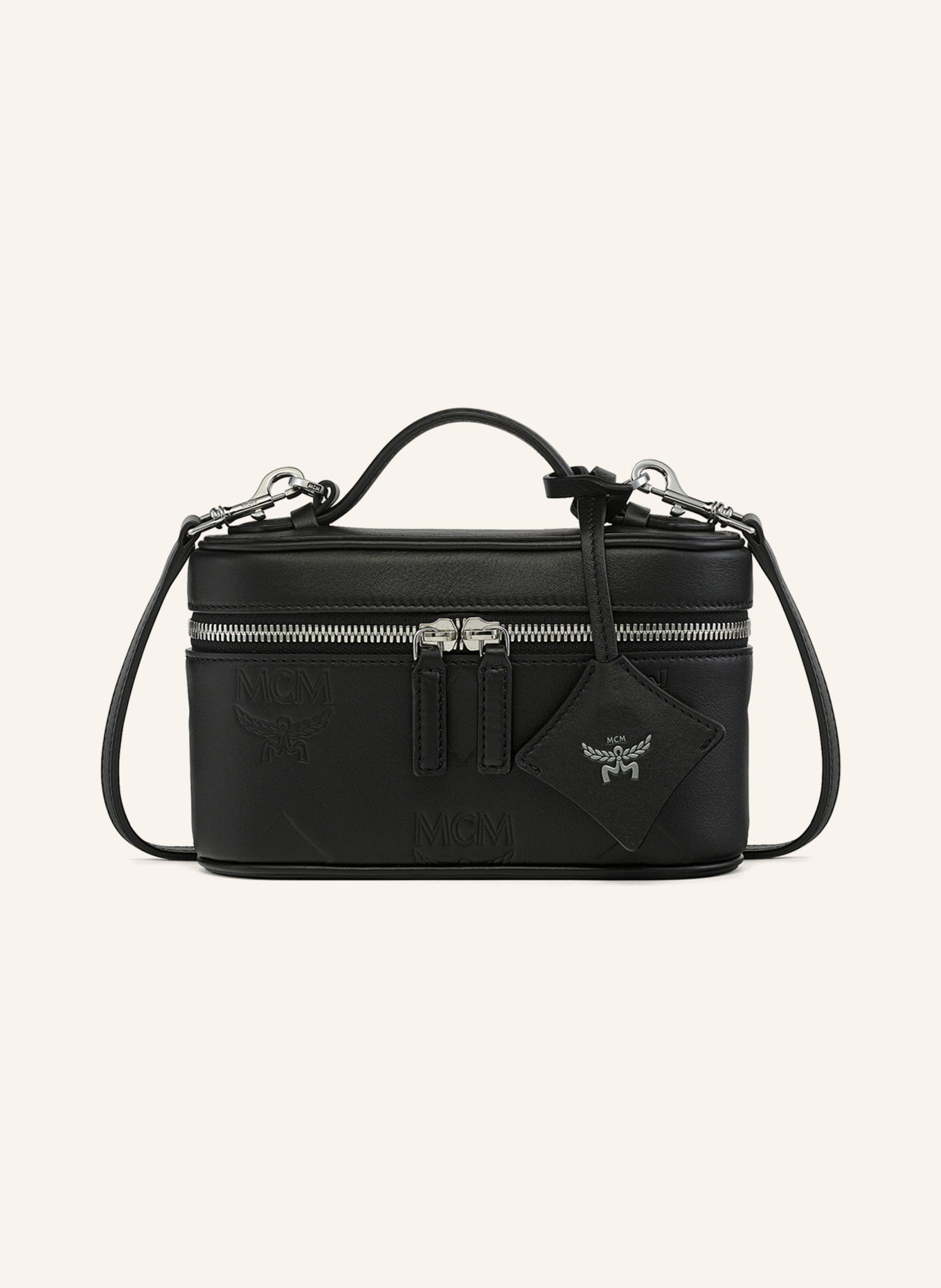 MCM Aren Mini Shoulder Bag: BLACK / SILVER