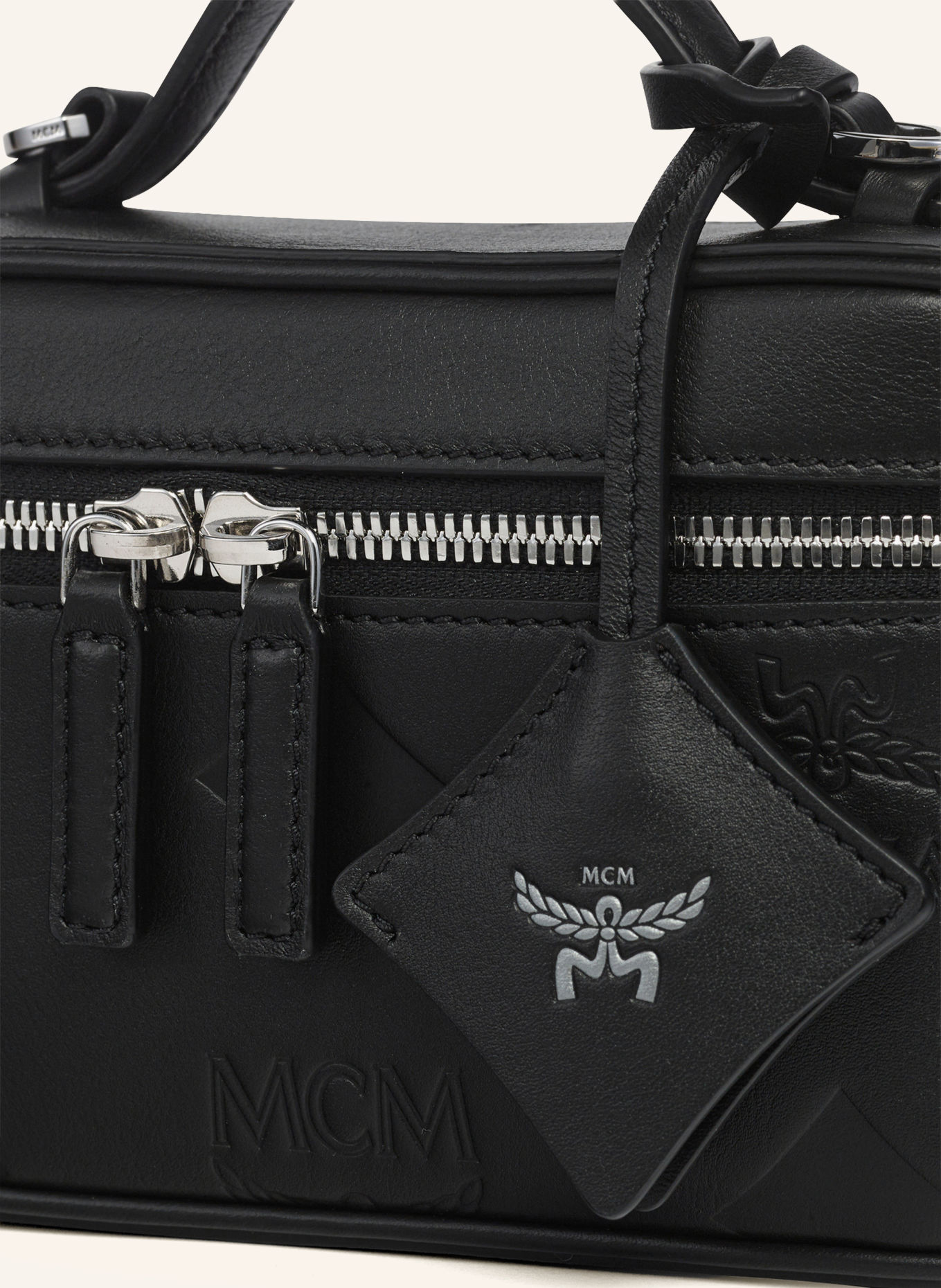 MCM Aren Mini Shoulder Bag: BLACK / SILVER