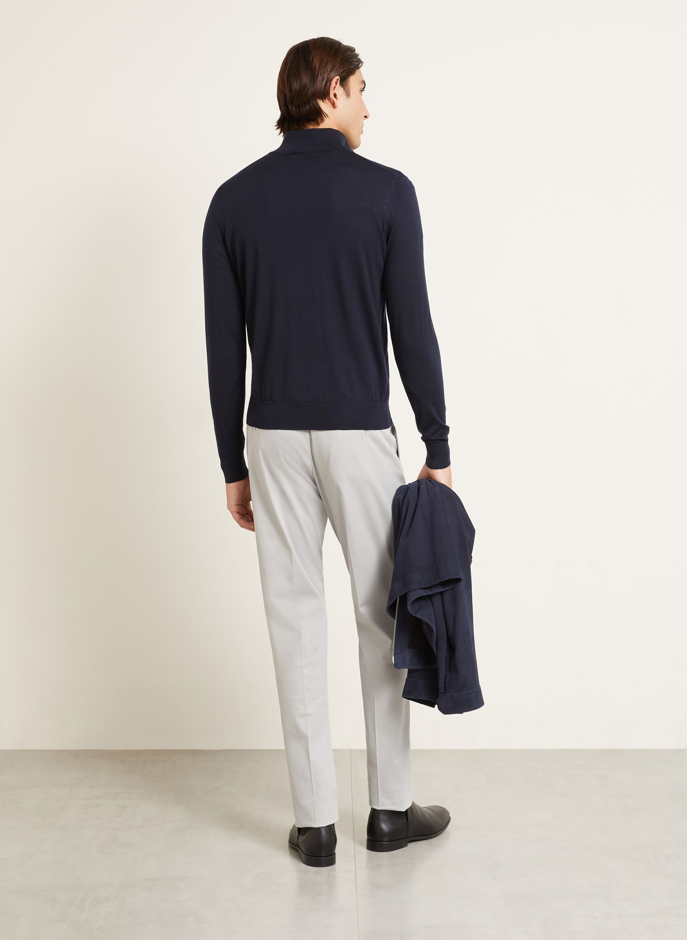 FIORONI Merino wool half-zip sweater: DARK BLUE