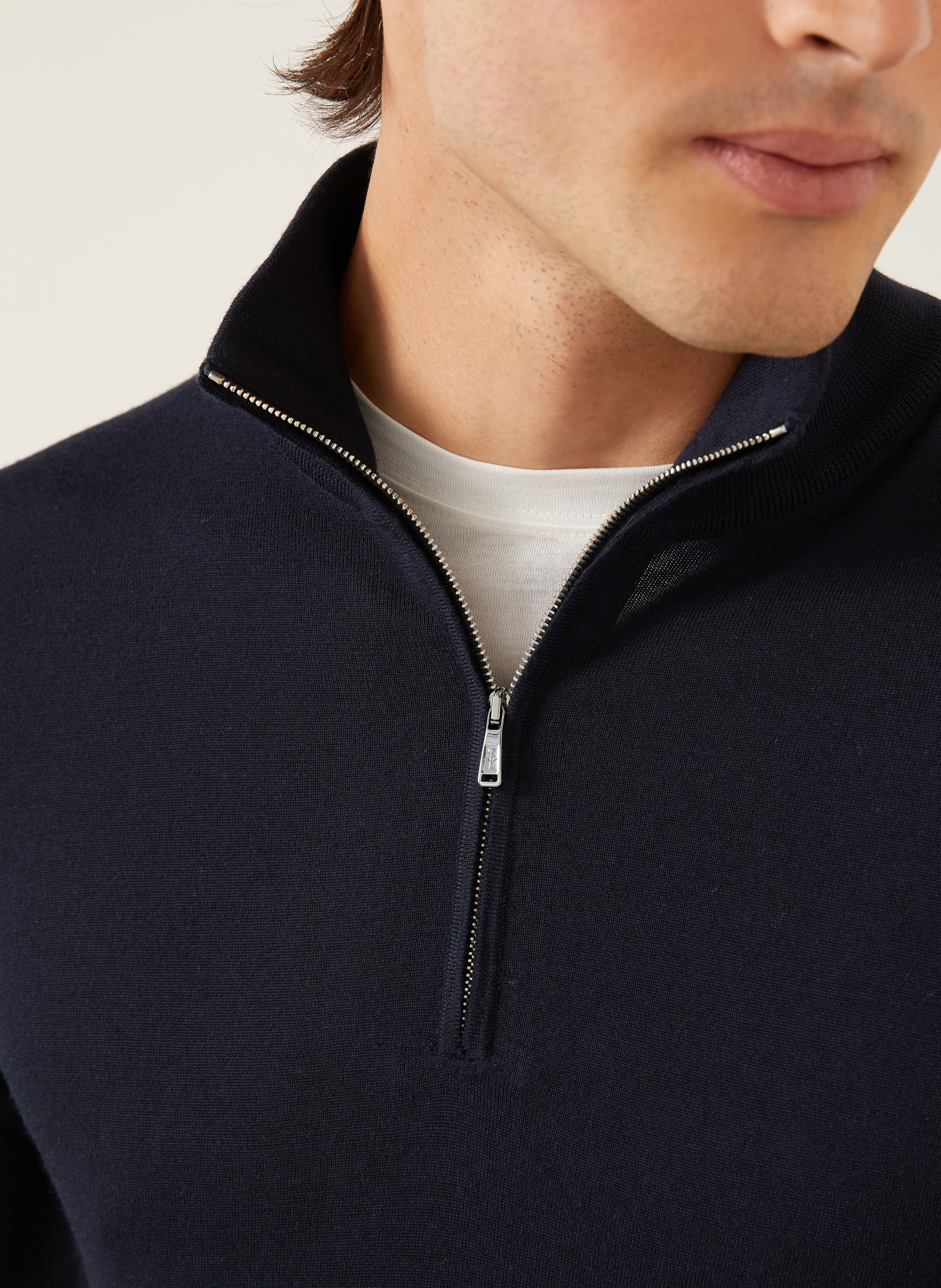 FIORONI Merino wool half-zip sweater: DARK BLUE
