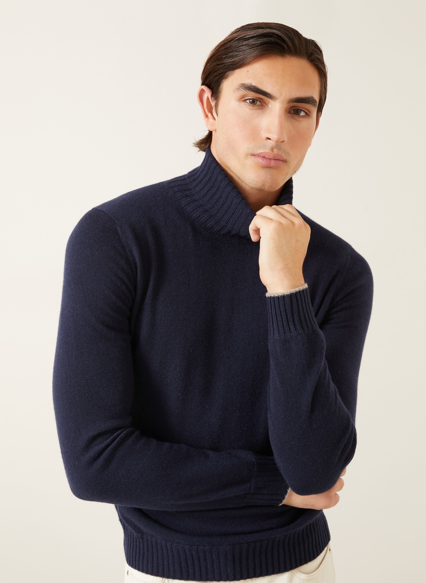 FIORONI Rollkragenpullover aus Cashmere: DUNKELBLAU