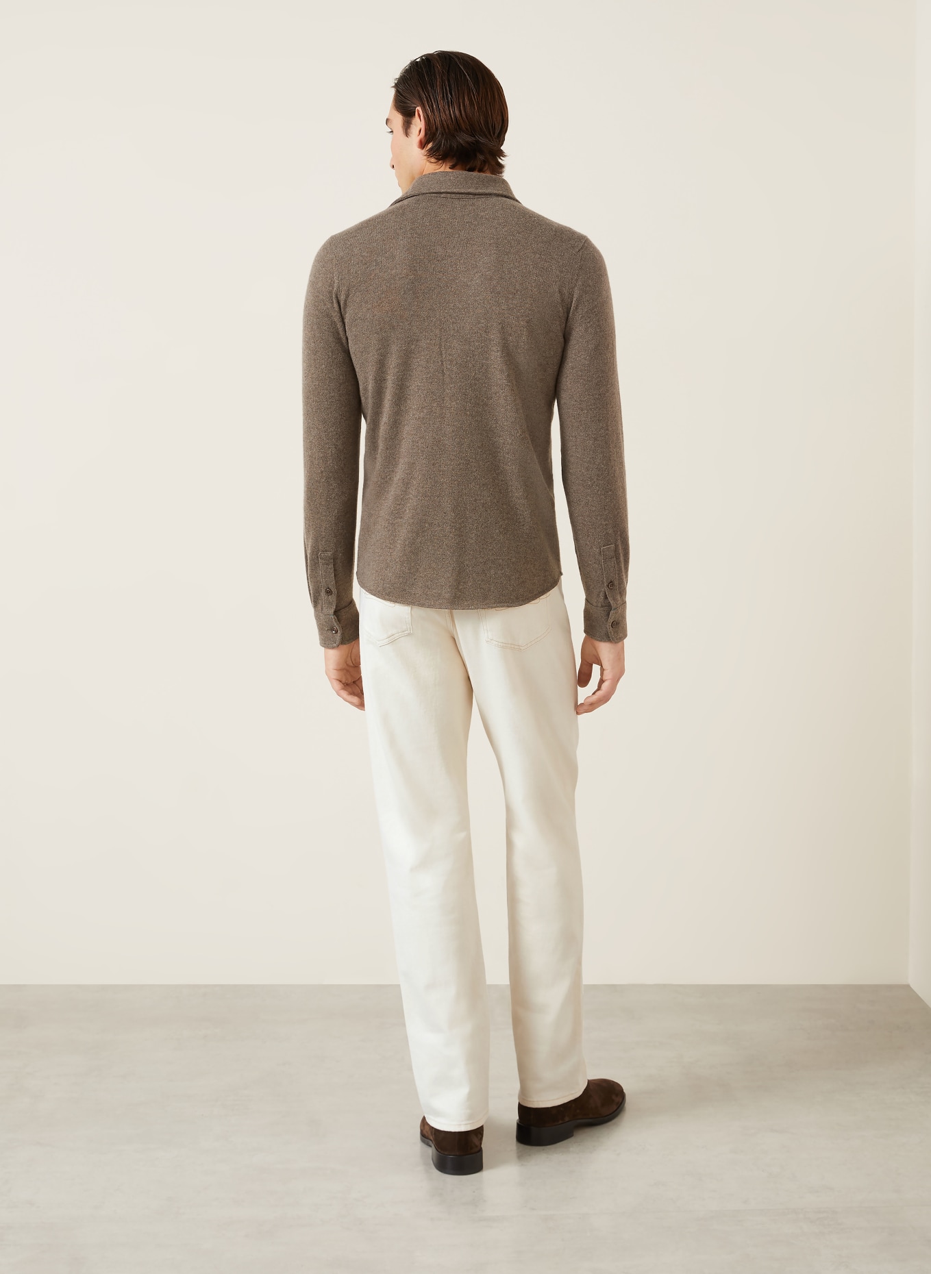 FIORONI Sweter z dzianiny z kaszmiru o kroju Comfort Fit: SZAROBRĄZOWY