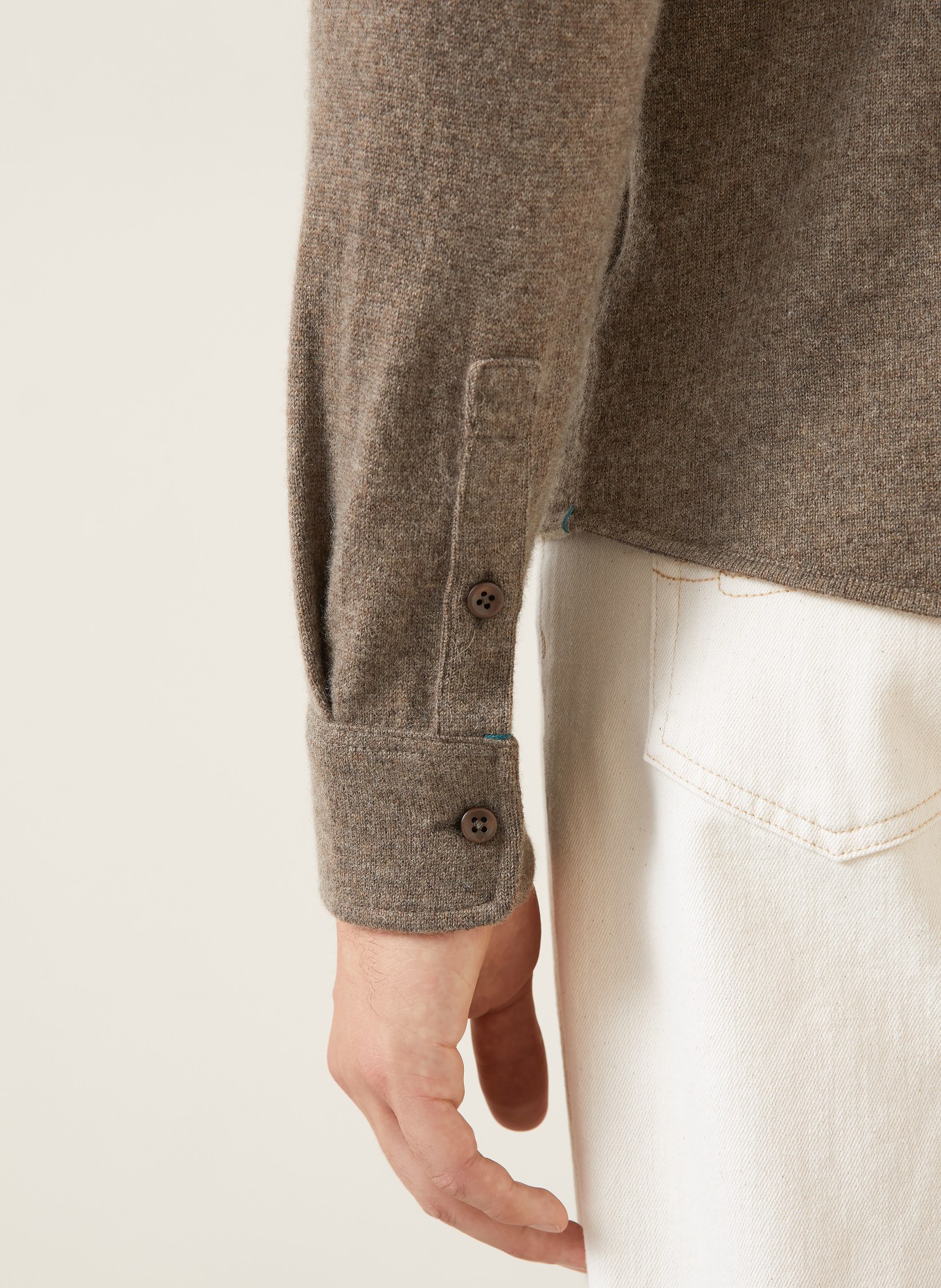 FIORONI Sweter z dzianiny z kaszmiru o kroju Comfort Fit: SZAROBRĄZOWY