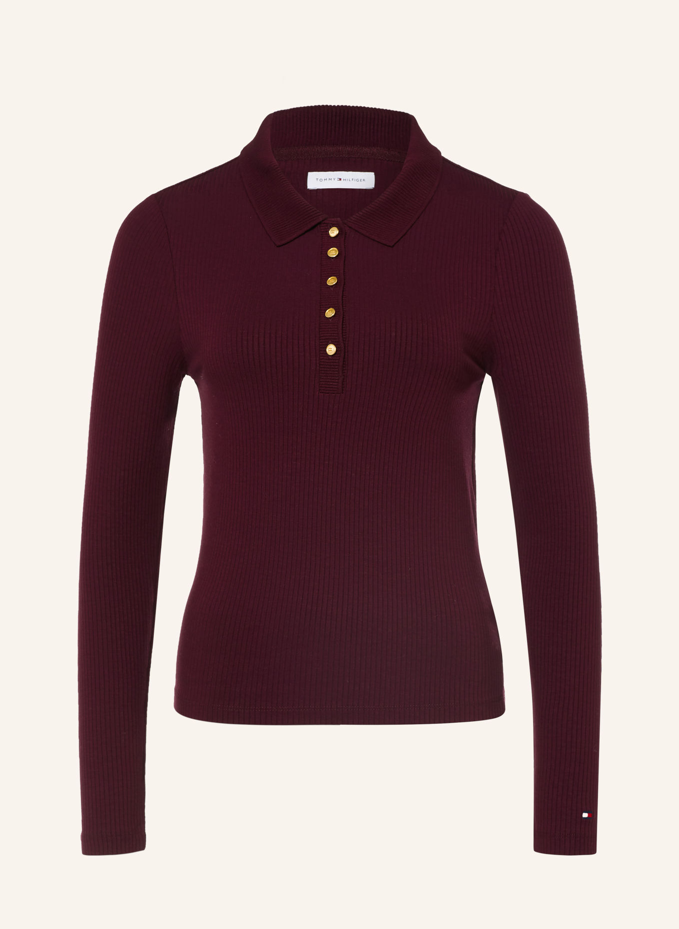 TOMMY HILFIGER Jersey-poloshirt: DONKERROOD