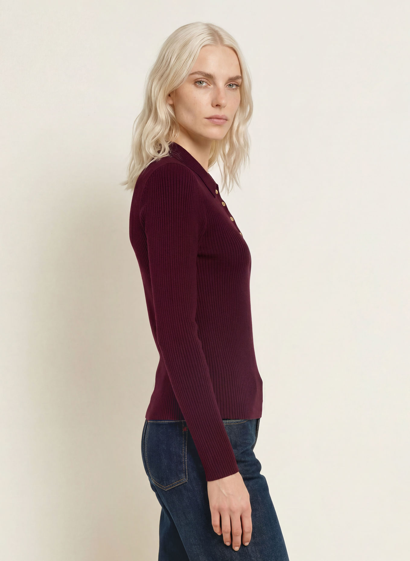 TOMMY HILFIGER Jersey-poloshirt: DONKERROOD