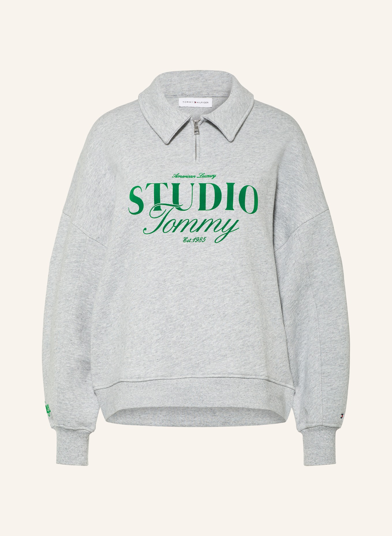 TOMMY HILFIGER Sweat-Poloshirt: GRAU