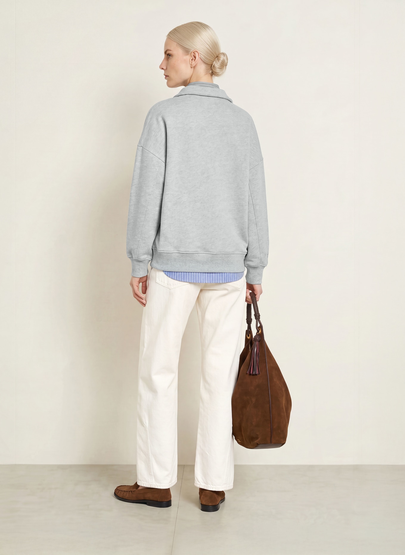 TOMMY HILFIGER Sweat-Poloshirt: GRAU