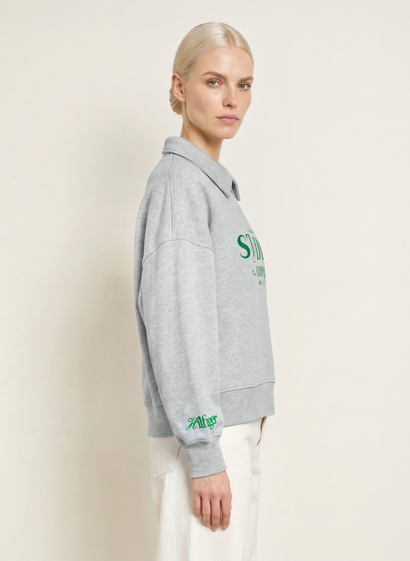TOMMY HILFIGER Sweat-Poloshirt: GRAU
