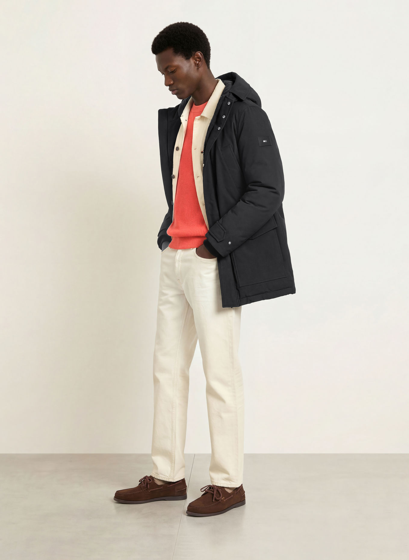 TOMMY HILFIGER Jacheta din puf ROCKIE: NEGRU