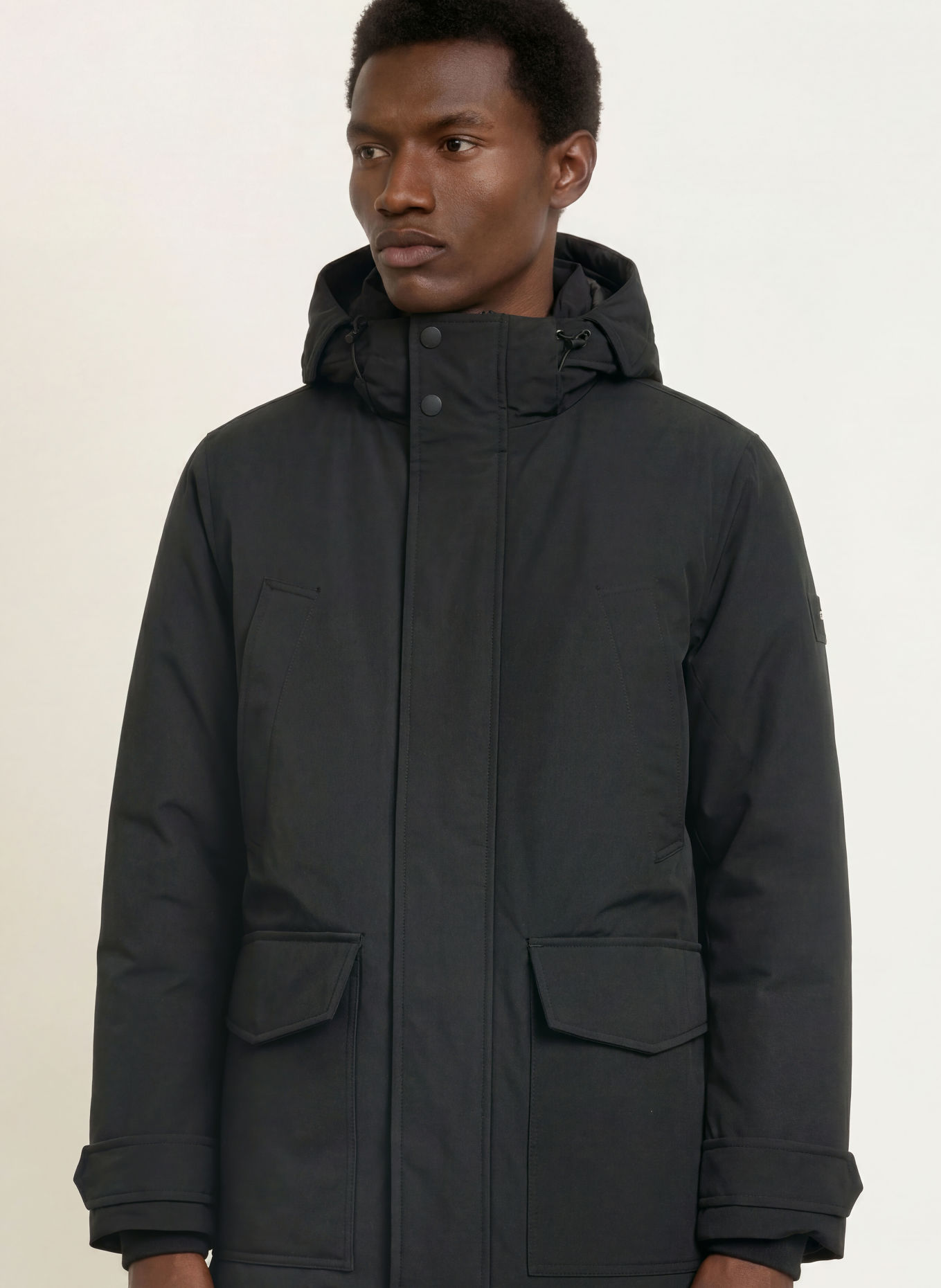 TOMMY HILFIGER Jacheta din puf ROCKIE: NEGRU