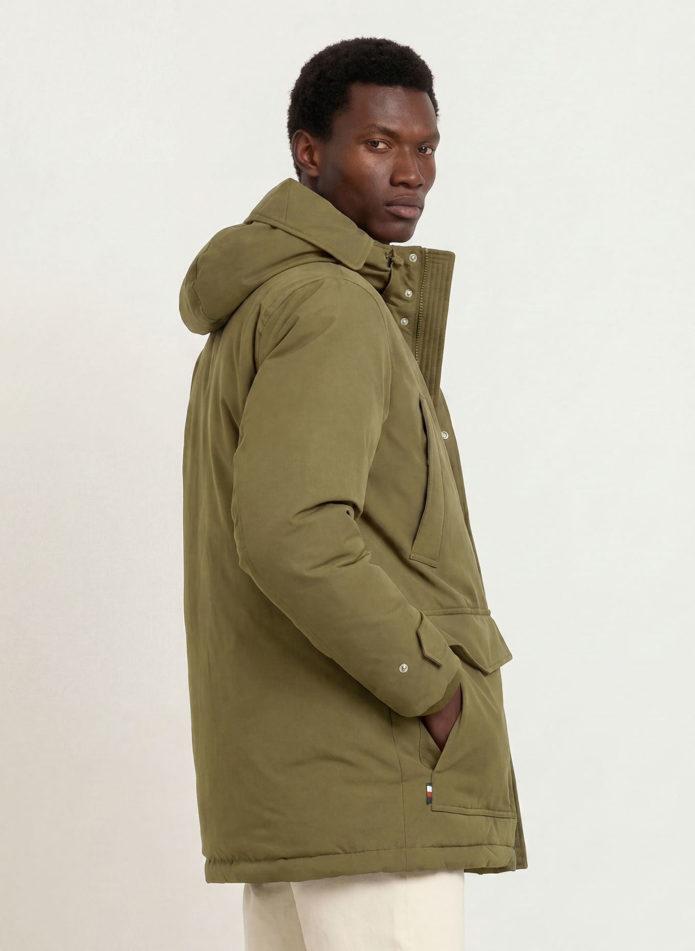 TOMMY HILFIGER Jacheta din puf ROCKIE: KAKI