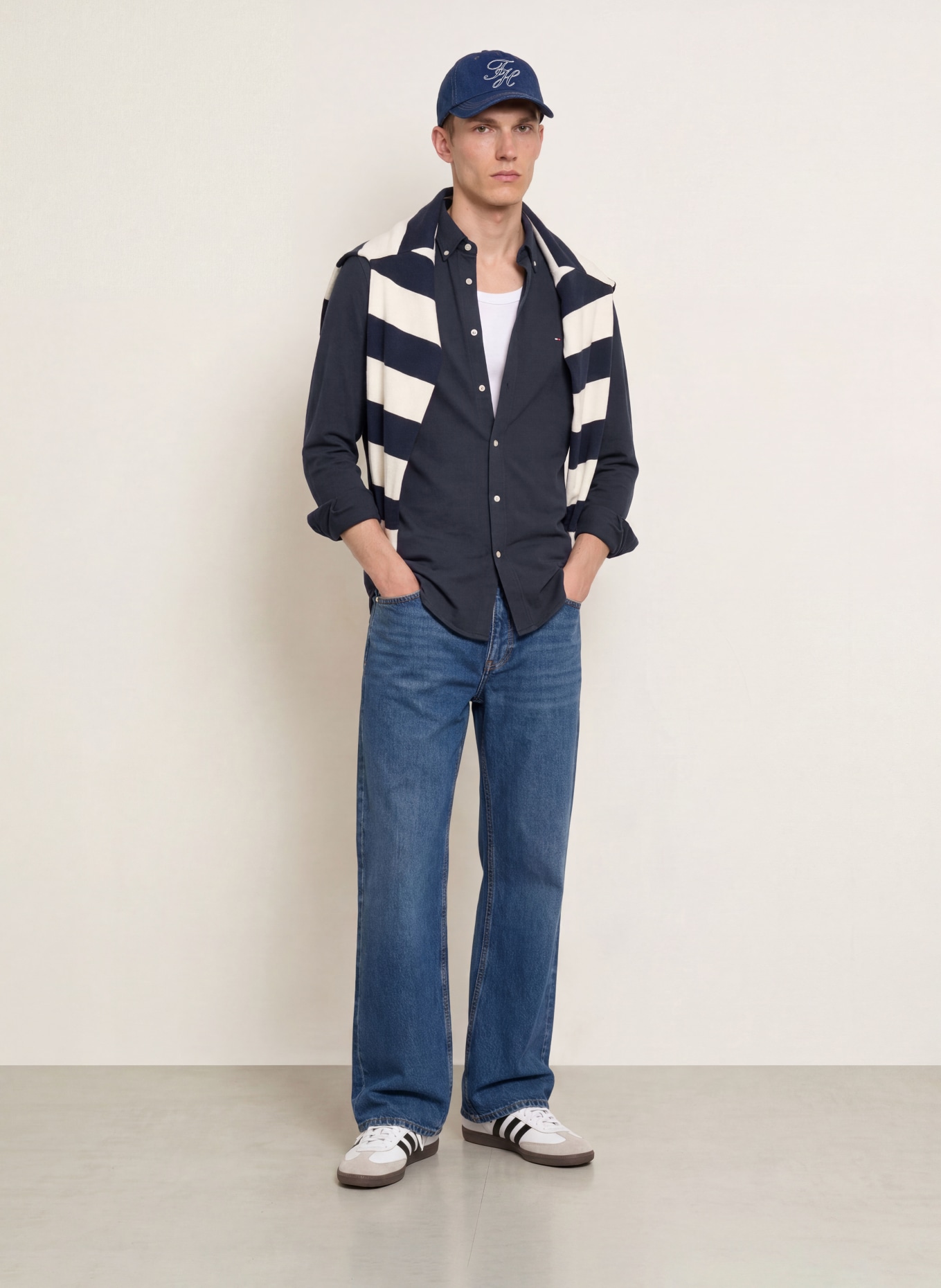 TOMMY HILFIGER Piqué-Hemd Slim Ft: DUNKELBLAU