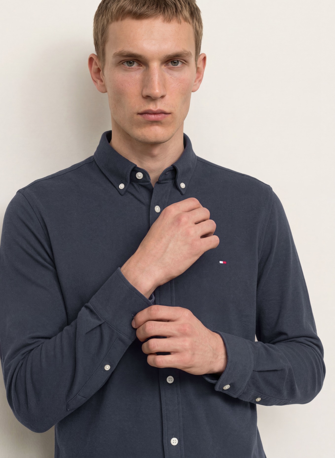 TOMMY HILFIGER Piqué-Hemd Slim Ft: DUNKELBLAU