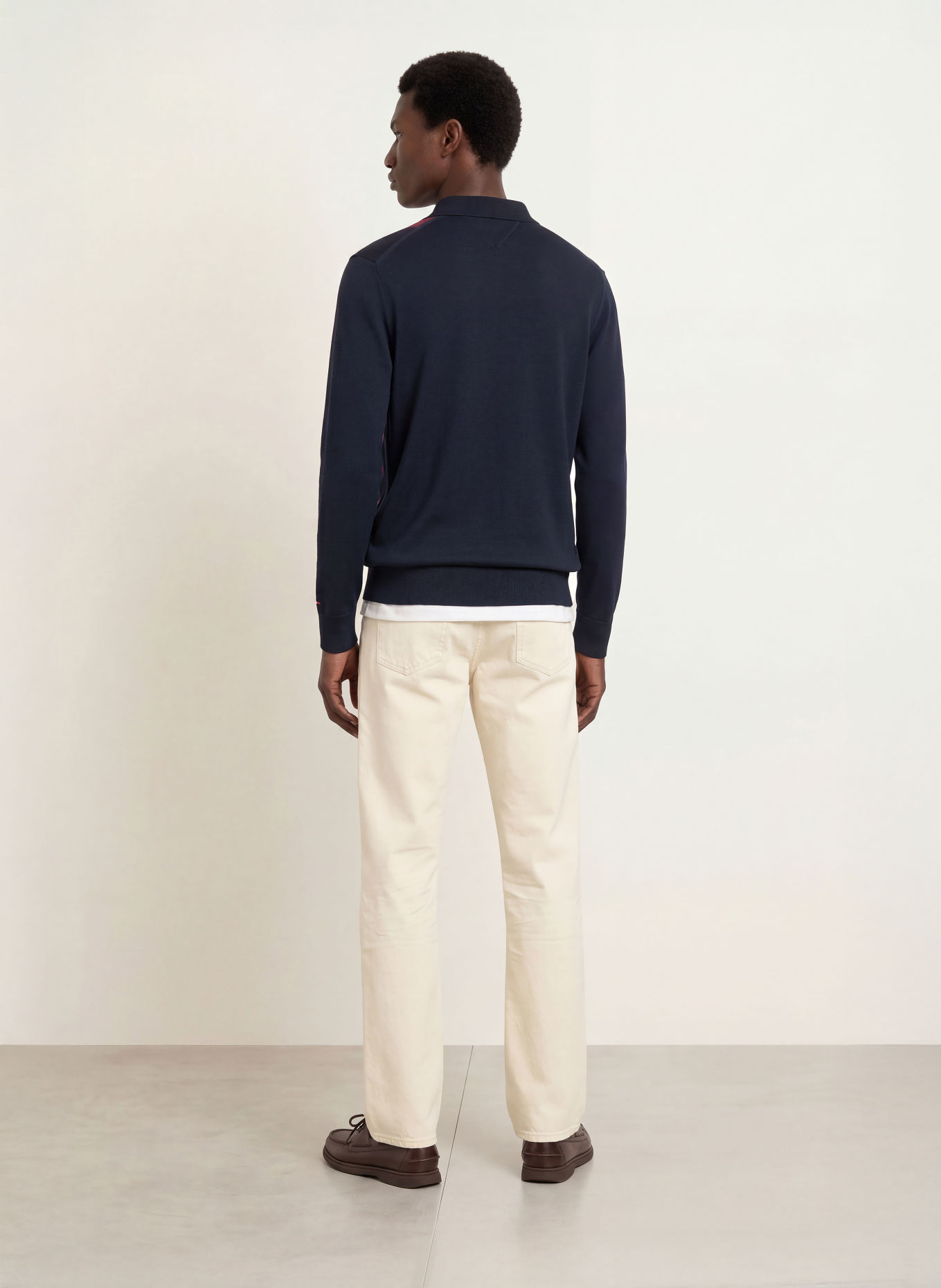 TOMMY HILFIGER Strikket poloshirt: MØRKEBLÅ / MØRKERØD / HVID