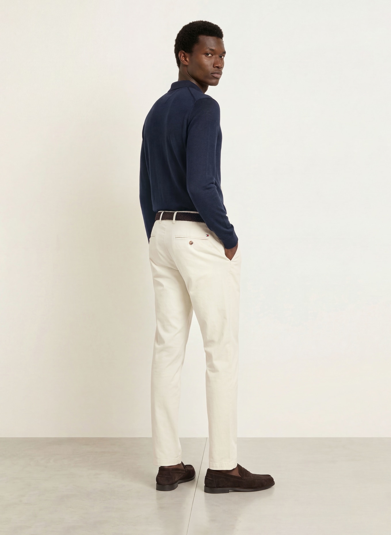 TOMMY HILFIGER Strick-Poloshirt: DUNKELBLAU