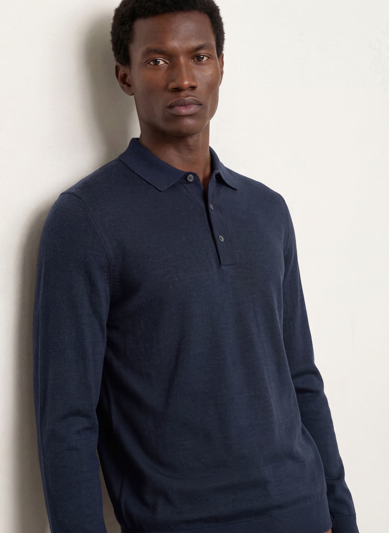 TOMMY HILFIGER Strick-Poloshirt: DUNKELBLAU