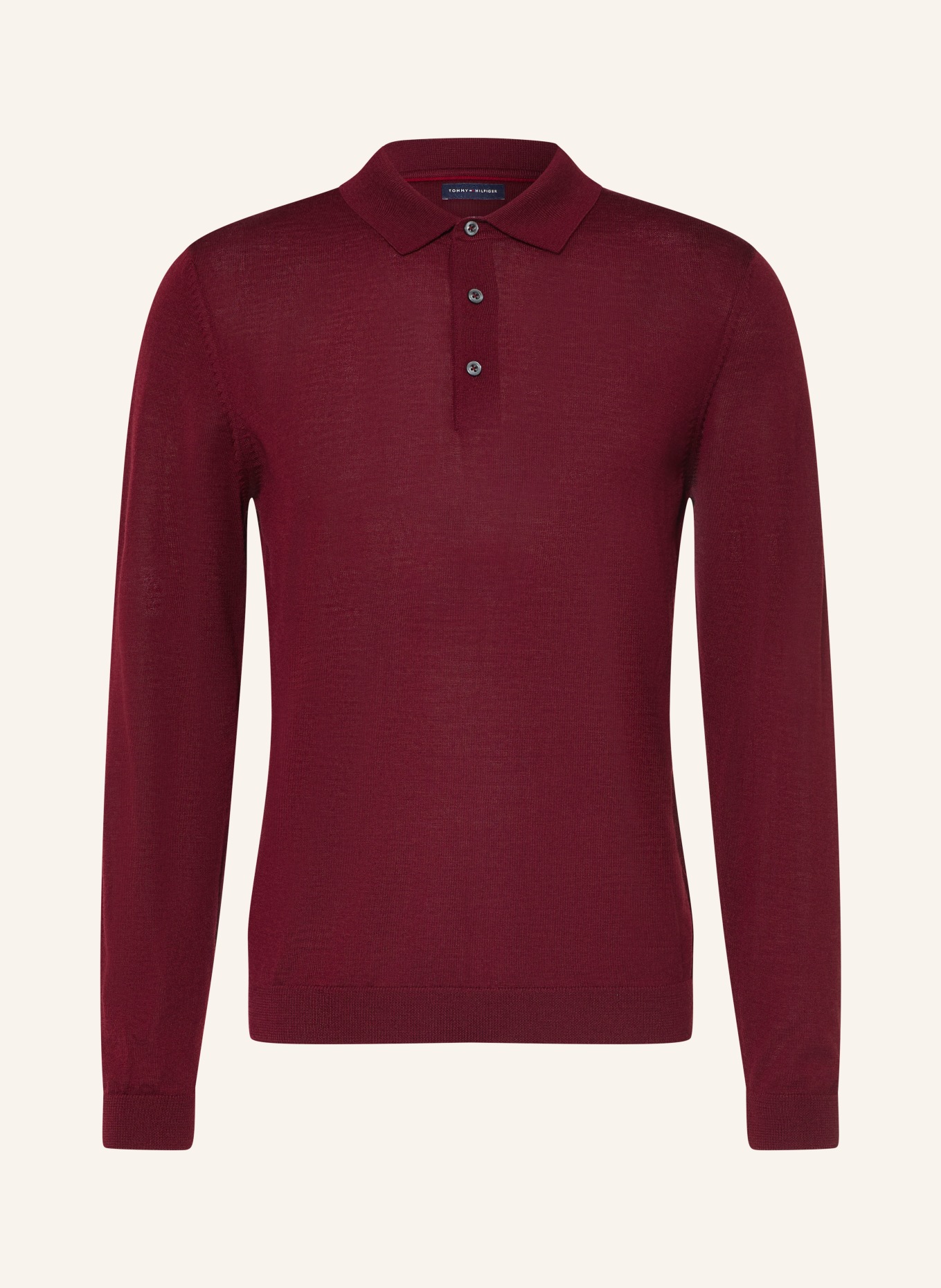 TOMMY HILFIGER Strick-Poloshirt: DUNKELROT