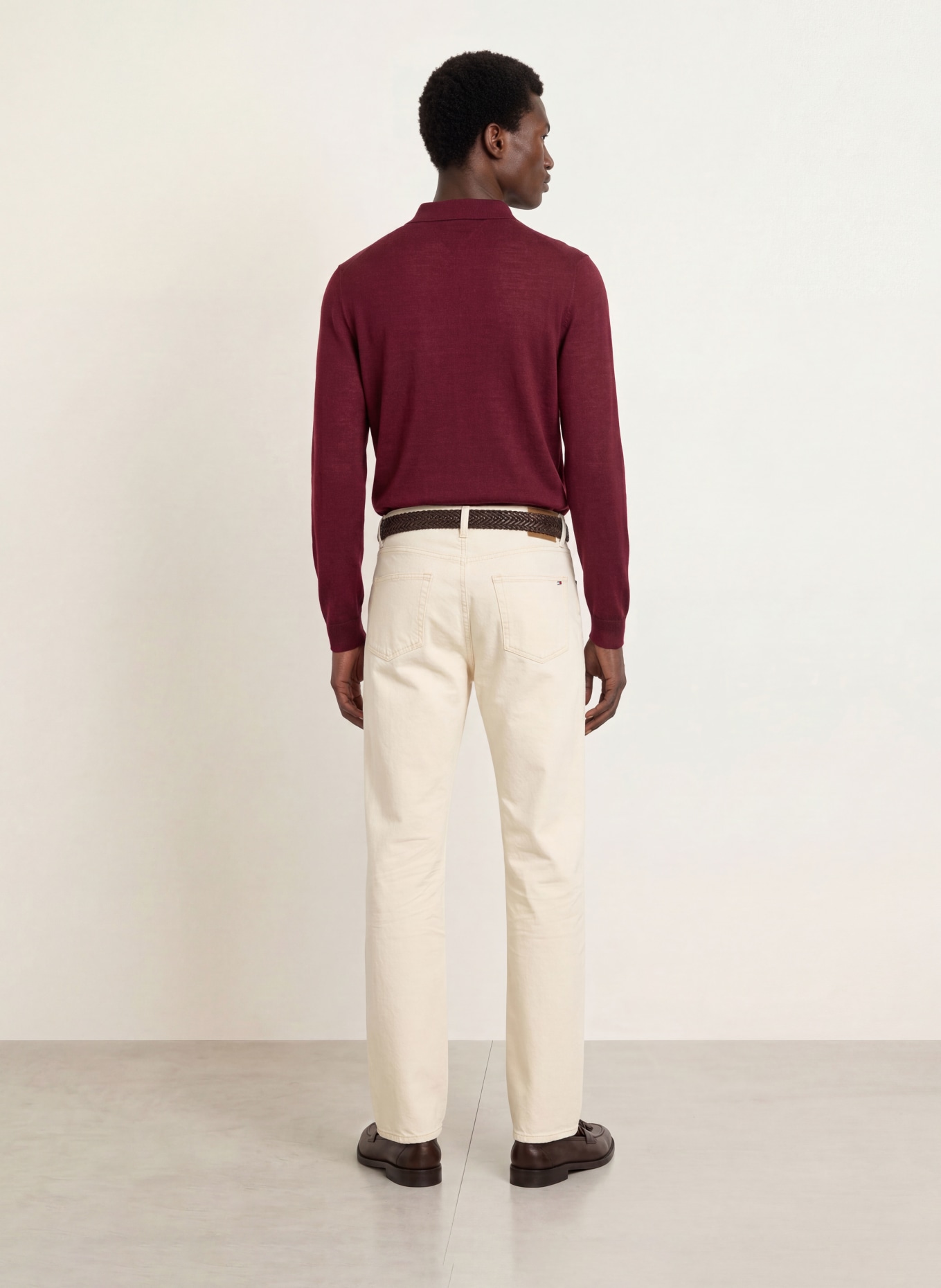 TOMMY HILFIGER Strick-Poloshirt: DUNKELROT