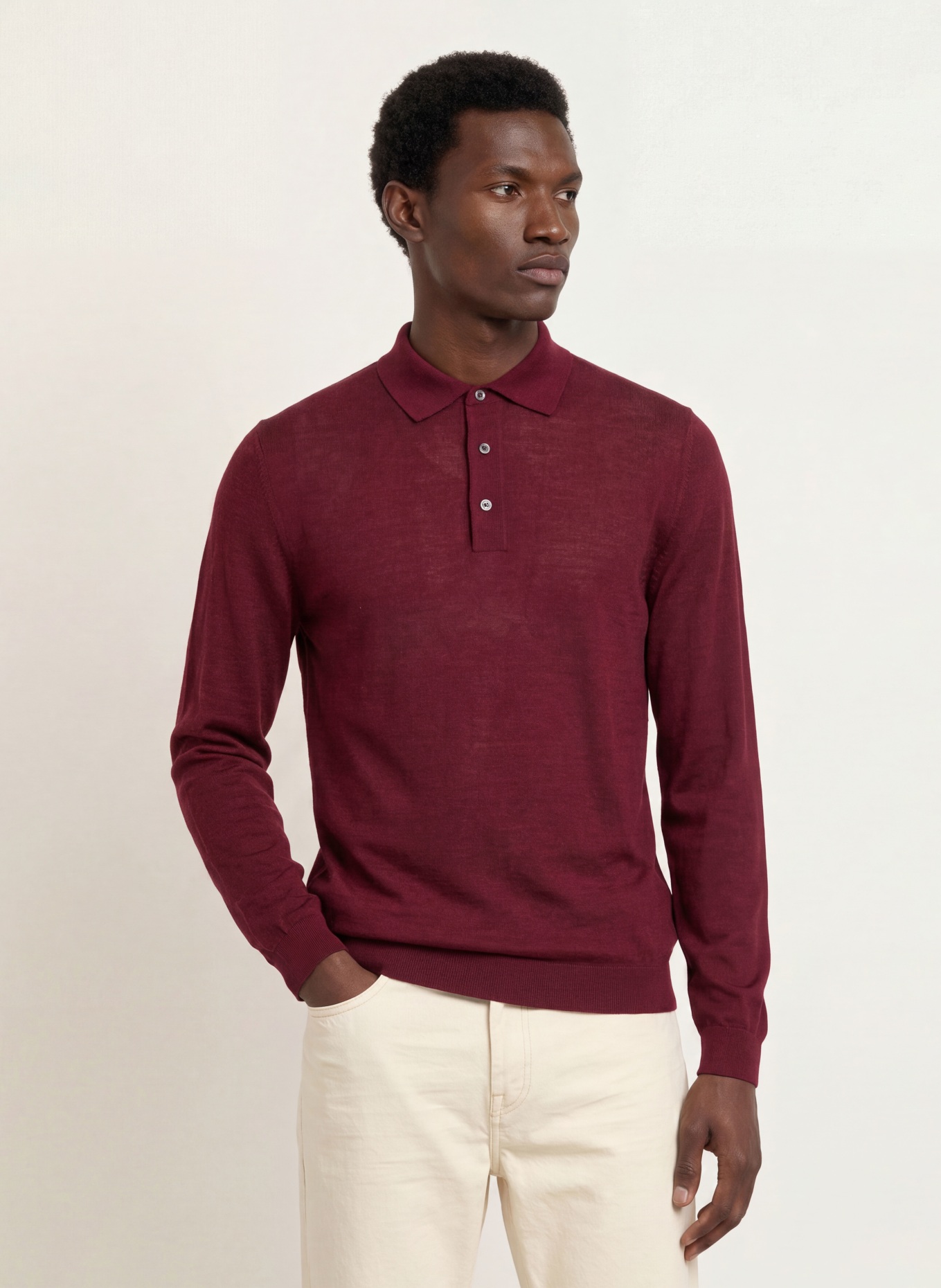 TOMMY HILFIGER Strick-Poloshirt: DUNKELROT