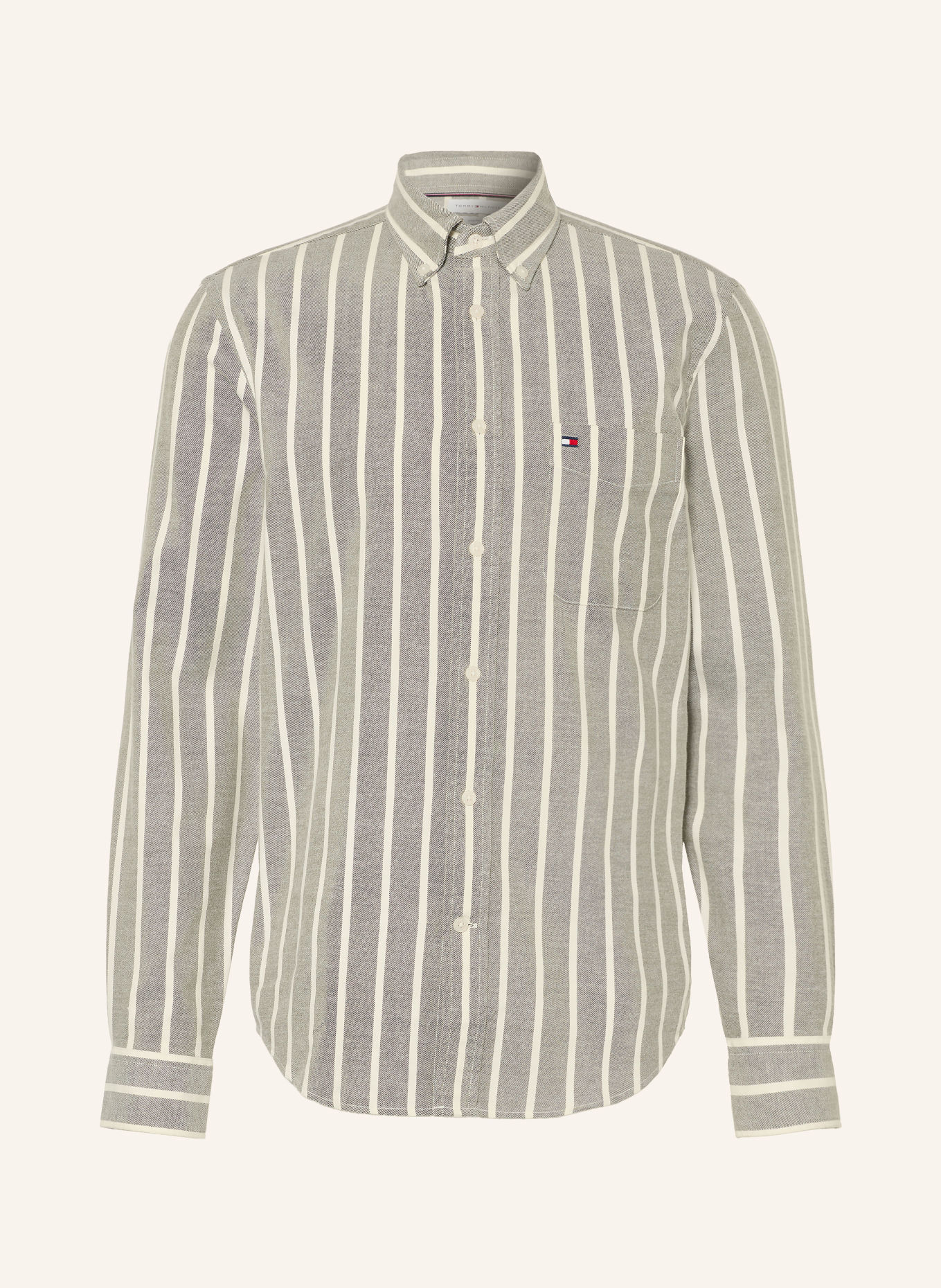 TOMMY HILFIGER Flanellen overhemd, regular fit: KAKI / ECRU